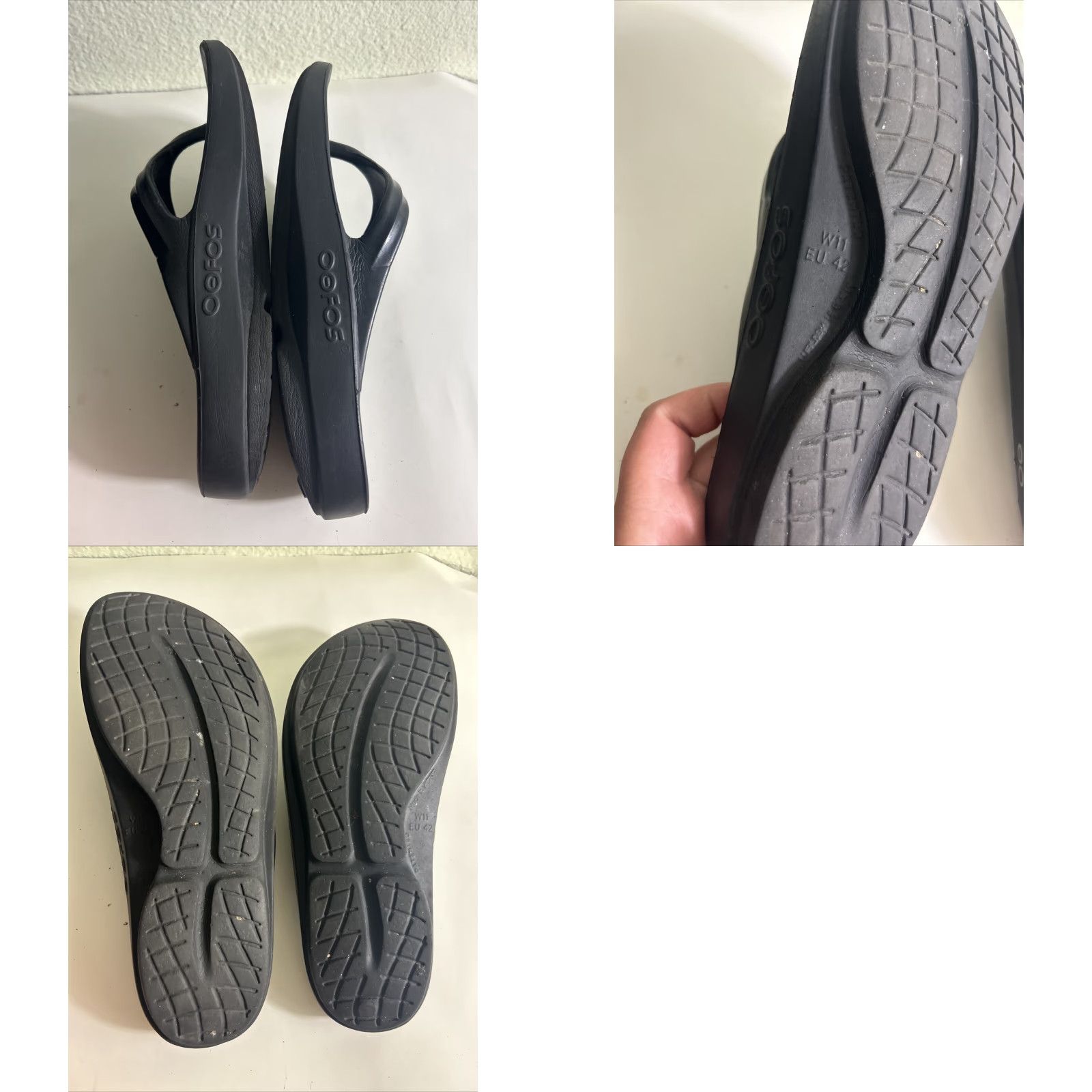Vintage OOFOS Slides Thong Sandals Women 11 42 Black recovery UV logo? Size US 11 / IT 41 - 9 Thumbnail