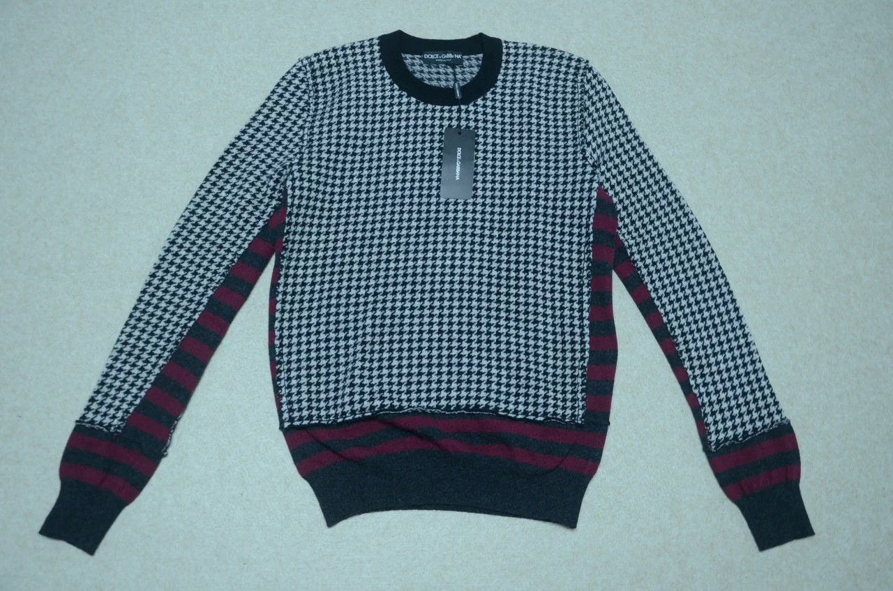 Dolce & Gabbana DG Houndstooth Panelled Sweater Jacket 48 Size US M / EU 48-50 / 2 - 1 Thumbnail