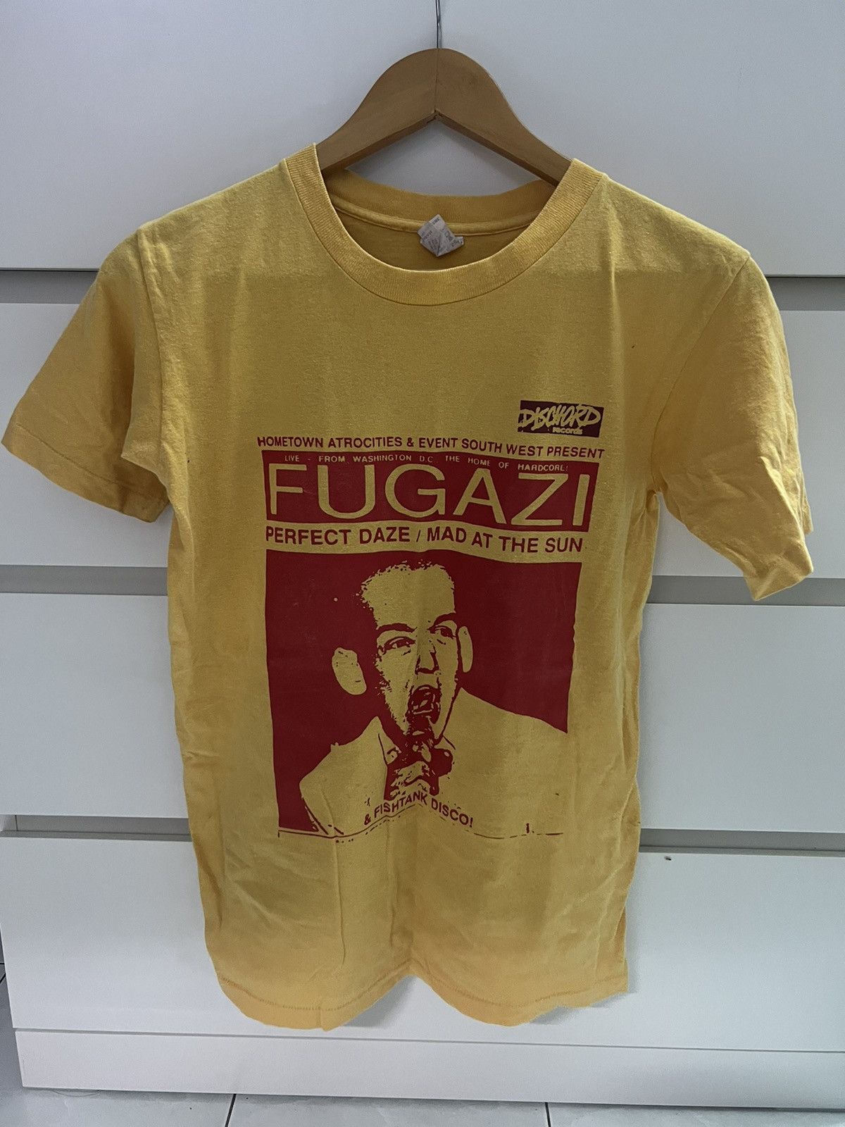 image of Band Tees x Vintage Fugazi Band in Yellow, Men's (Size Small)