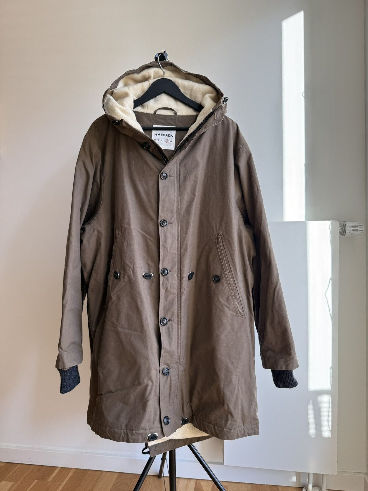 HANSEN Garments Hansen waxed cotton hooded parka with wool lining - size XL Size US XL / EU 56 / 4 - 2 Thumbnail