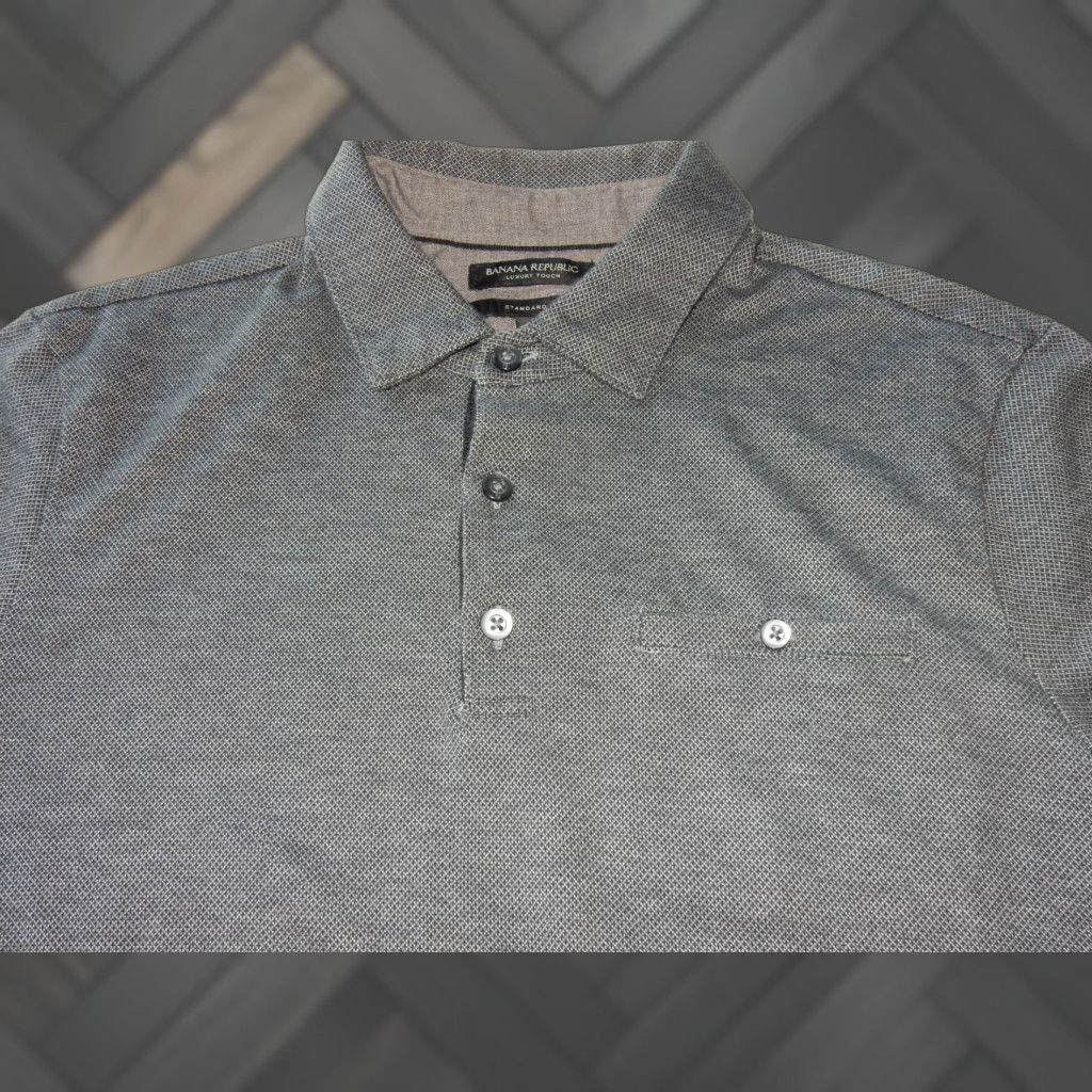 Banana Republic VINTAGE Banana Republic Men's Polo Shirt Short Sleeve Large Gray Cotton 90s Mens Size US L / EU 52-54 / 3 - 1 Thumbnail