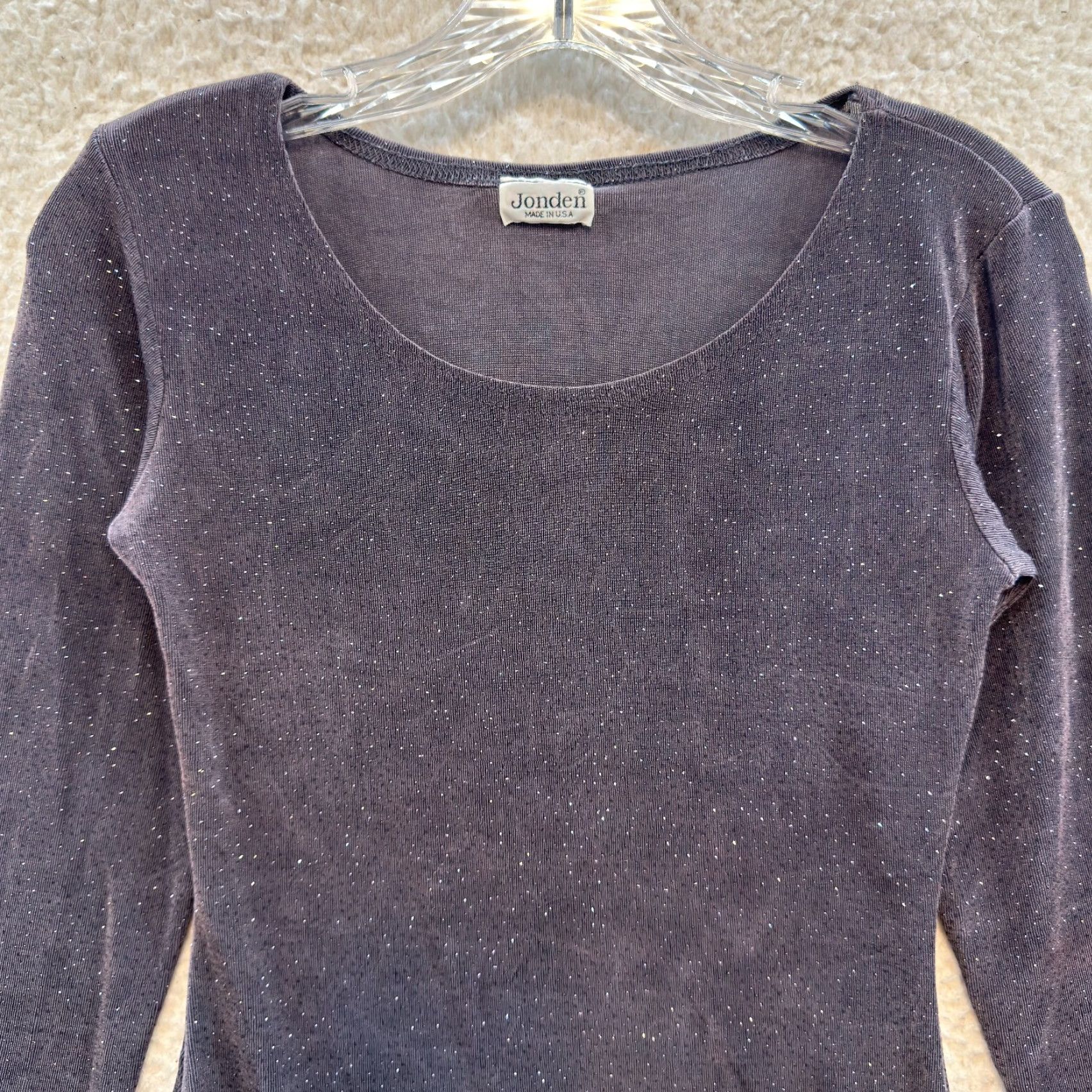 Vintage VINTAGE 90s Jonden Purple Grey Slinky Stretch Glitter Sparkle Long Sleeve Shirt M Womens Size M / US 6-8 / IT 42-44 - 3 Thumbnail