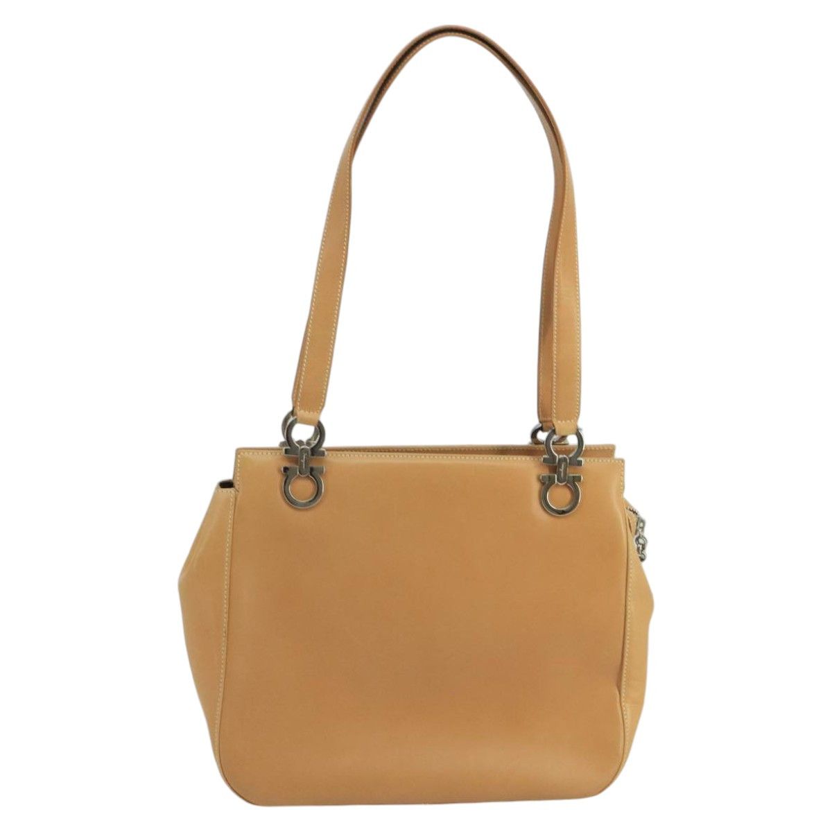 Salvatore Ferragamo Gancini Beige Leather Shoulder Bag (Pre-Owned) Size ONE SIZE - 1 Thumbnail
