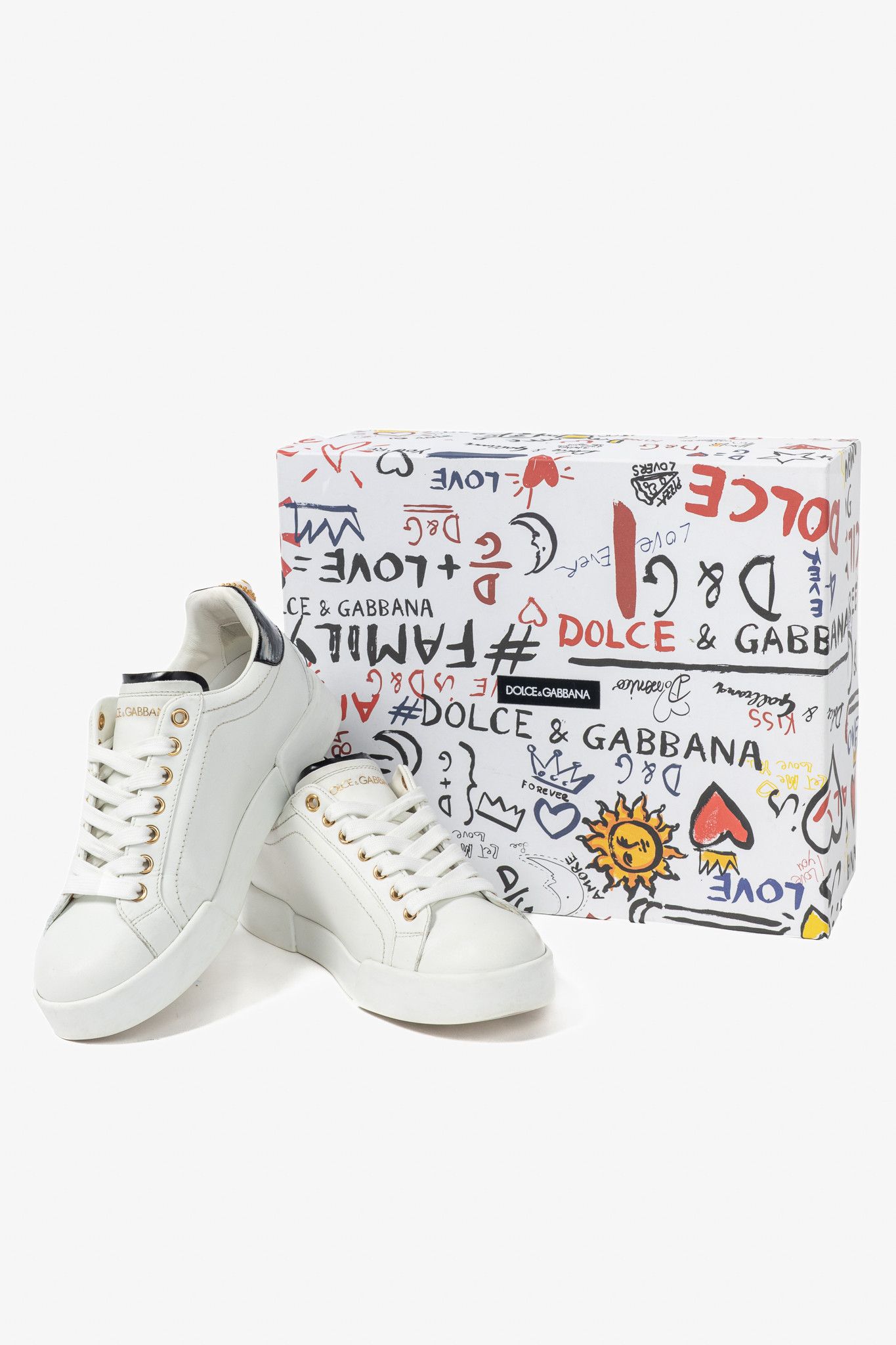 Dolce & Gabbana Dolce & Gabbana Portofino Leather Pearl-Embellished Sneakers Size US 5.5 / IT 35.5 - 10 Thumbnail