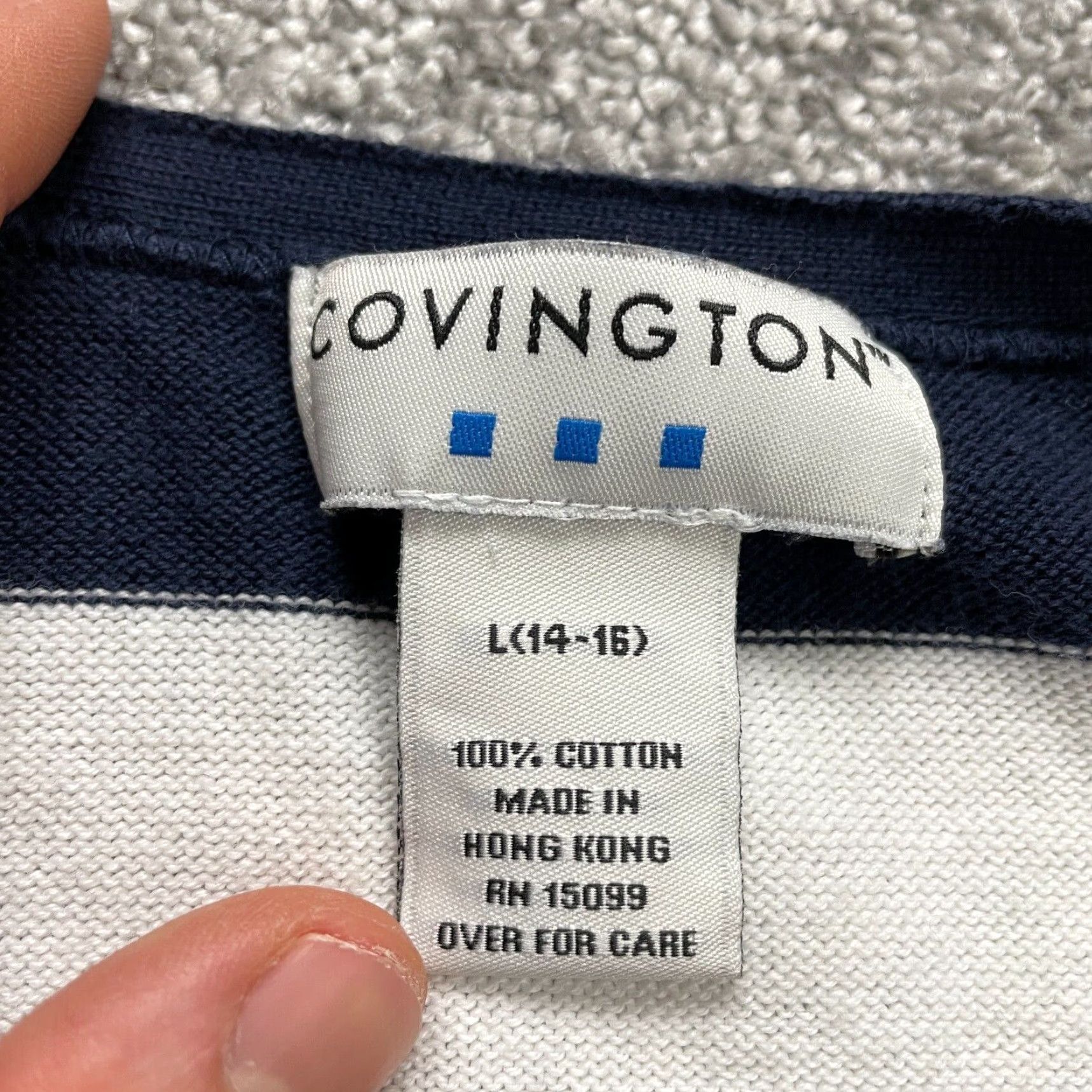 Vintage Covington Cardigan Sweater Womens Large Blue Striped V-Neck Button Knit All Seasons Size L / US 10 / IT 46 - 7 Thumbnail