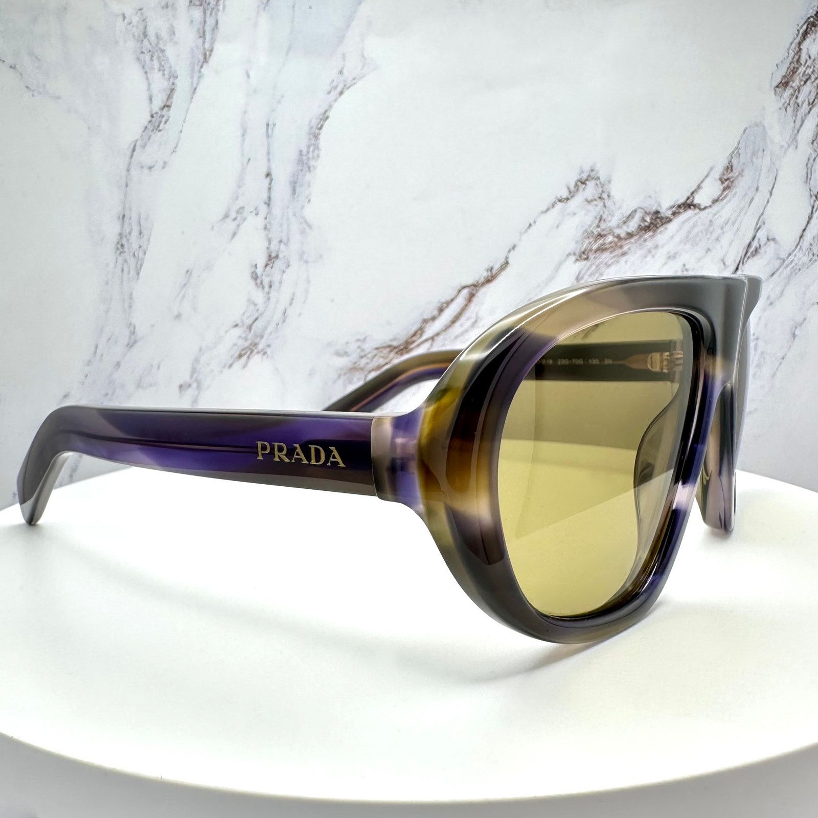 Prada New PRADA Sunglasses Brown Striped Laguna Aviator Shield Size ONE SIZE - 10 Thumbnail