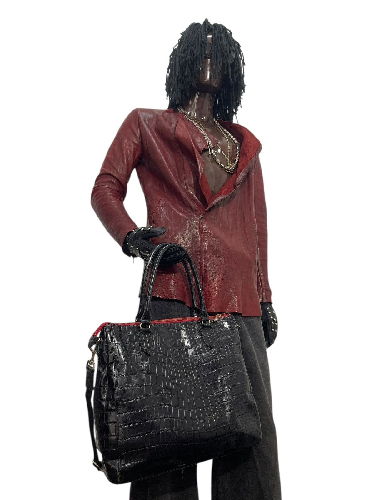 Genuine Leather Crocodle Embossed Leather mConcerto Tote Shoulder Bag 2🟩2 Size ONE SIZE - 5 Thumbnail
