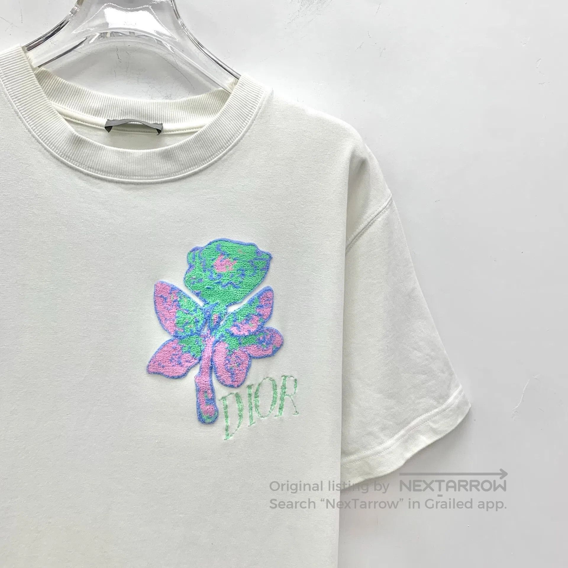 Dior Dior White Floral Flock Cotton Round Neck Short-Sleeve T-S Size US S / EU 44-46 / 1 - 3 Thumbnail