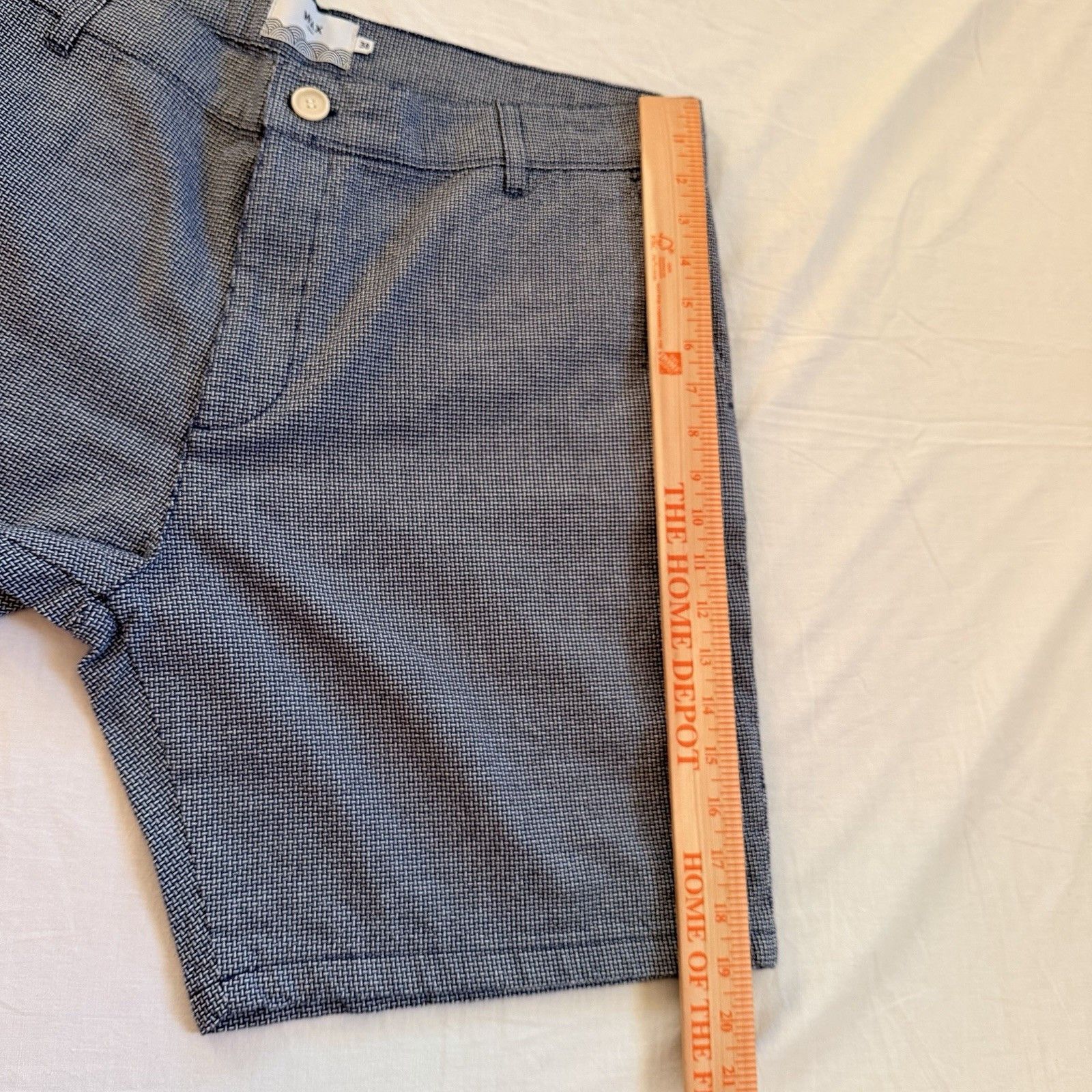 Wax London Wax London Men’s Textured Cotton Shorts Blue White Patterned Size US 38 / EU 54 - 7 Thumbnail