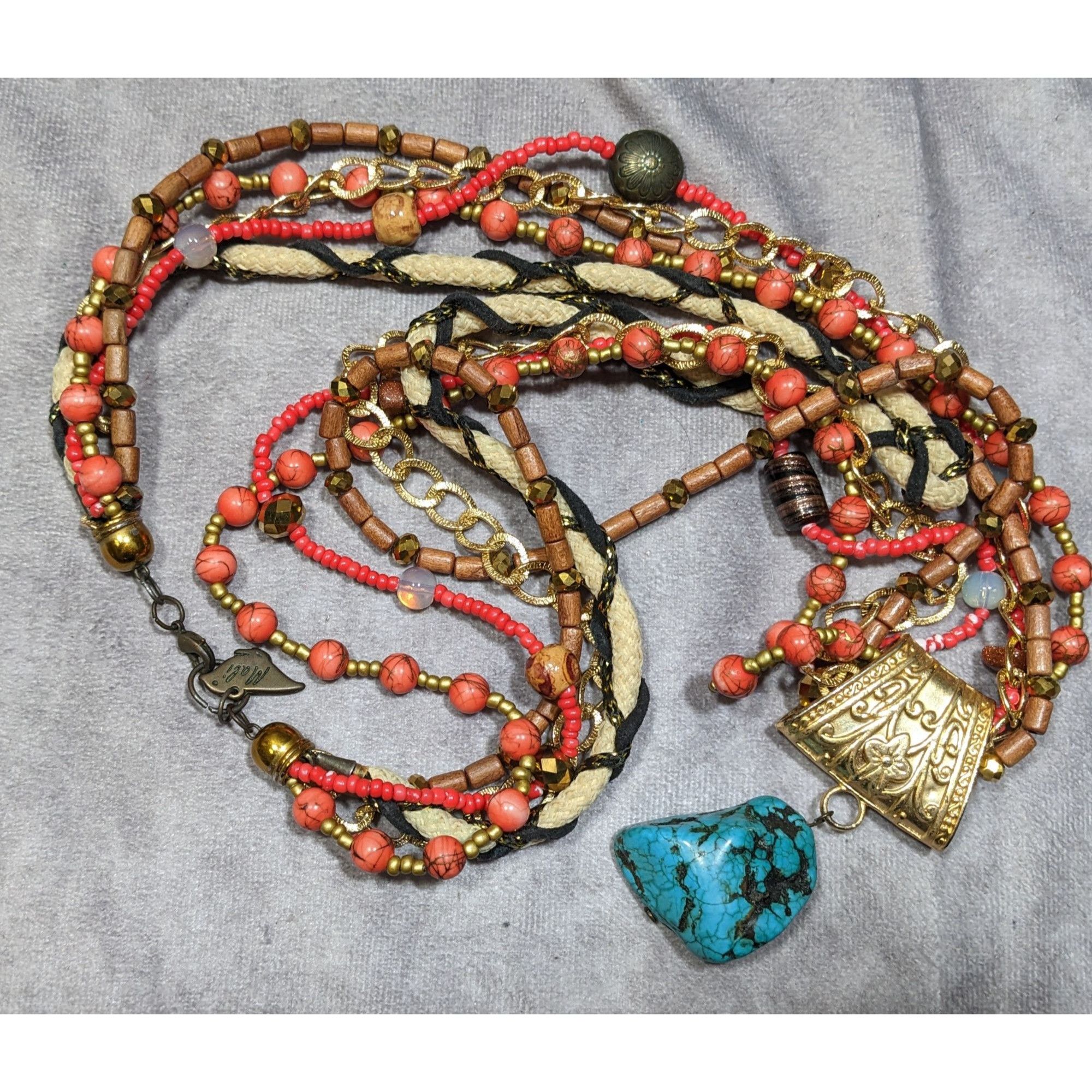 Other Mali Bohemian Layered Glass Stone And Wood Necklace Size ONE SIZE - 7 Thumbnail