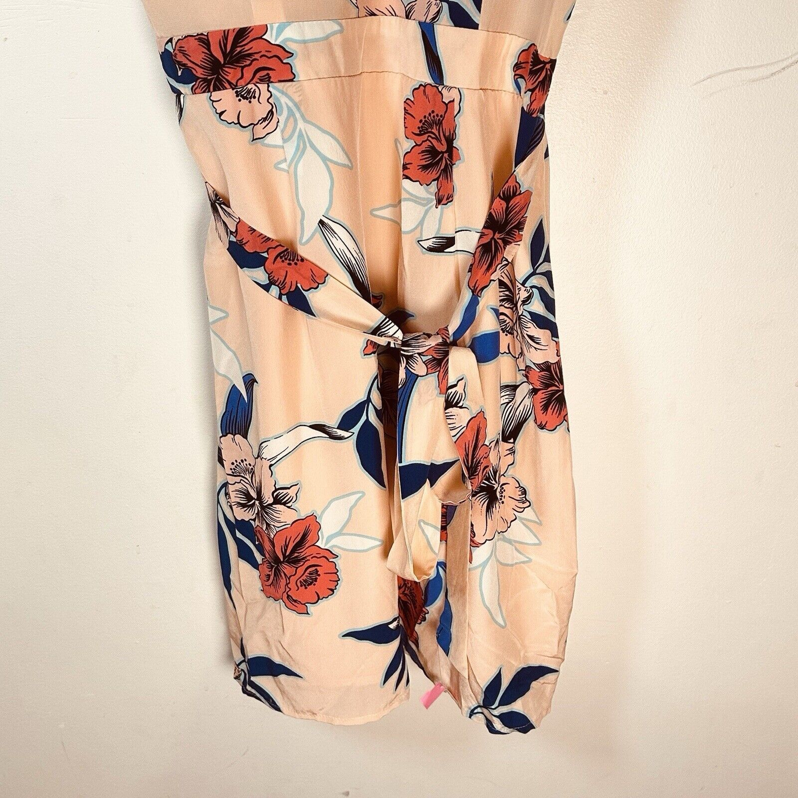 Anthropologie Yumi Kim Soho Mixer Floral Wrap Mini Dress Silk Peach XS Size XS / US 0-2 / IT 36-38 - 2 Thumbnail