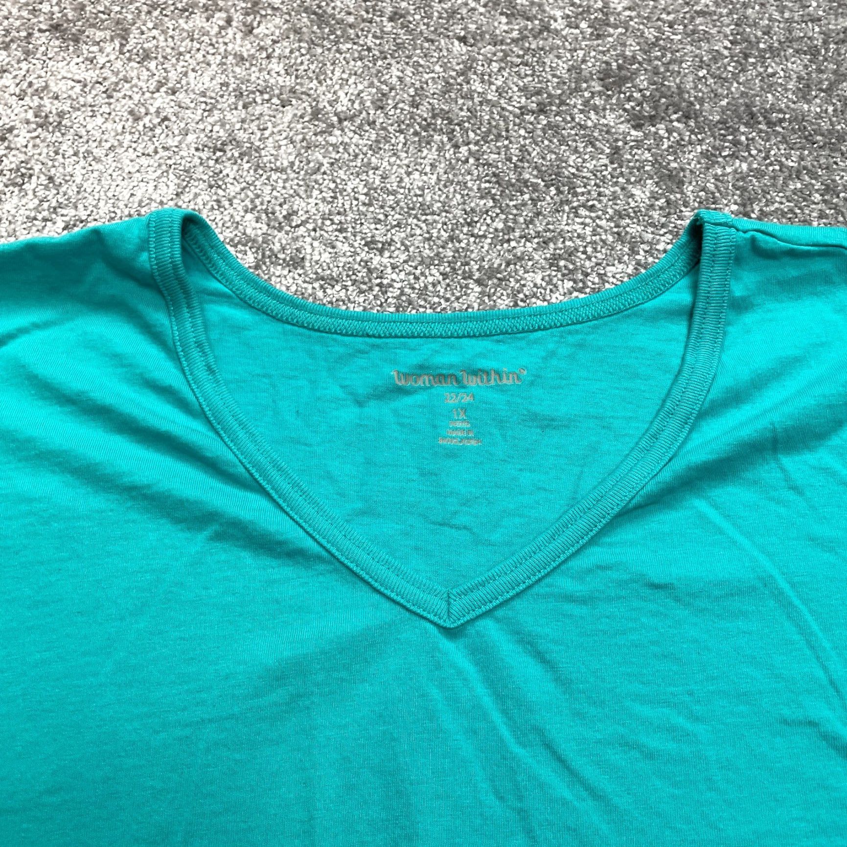Vintage Woman Within Shirt Womens Plus Size 1X 22/24 Petite Blue Long Sleeve V Neck Top Size XL / US 12-14 / IT 48-50 - 3 Thumbnail