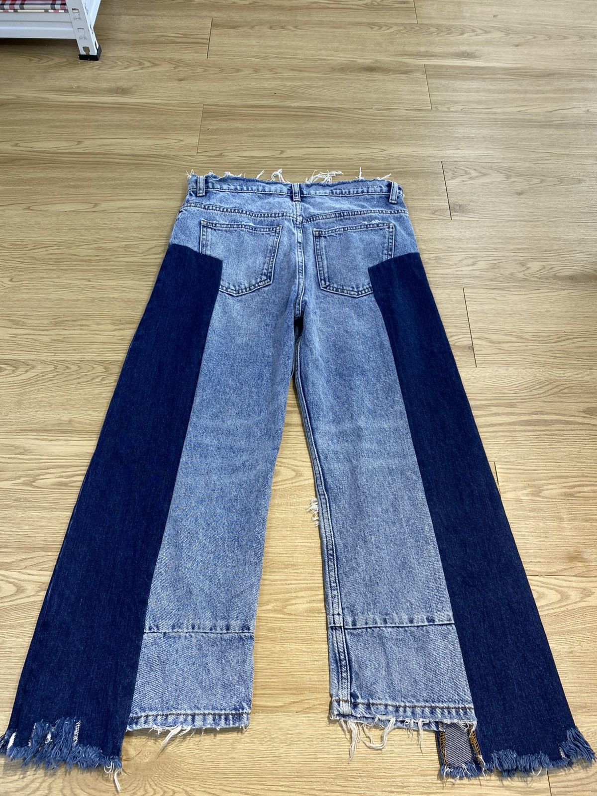 Japanese Brand TRf baggy patchwork color block croped denim jeans Size US 30 / EU 46 - 2 Thumbnail