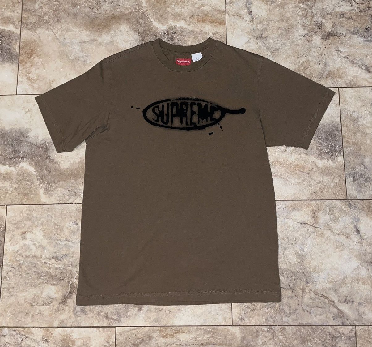 image of Supreme Ink Blot S/s Top Olive Brown Size Small, Men's