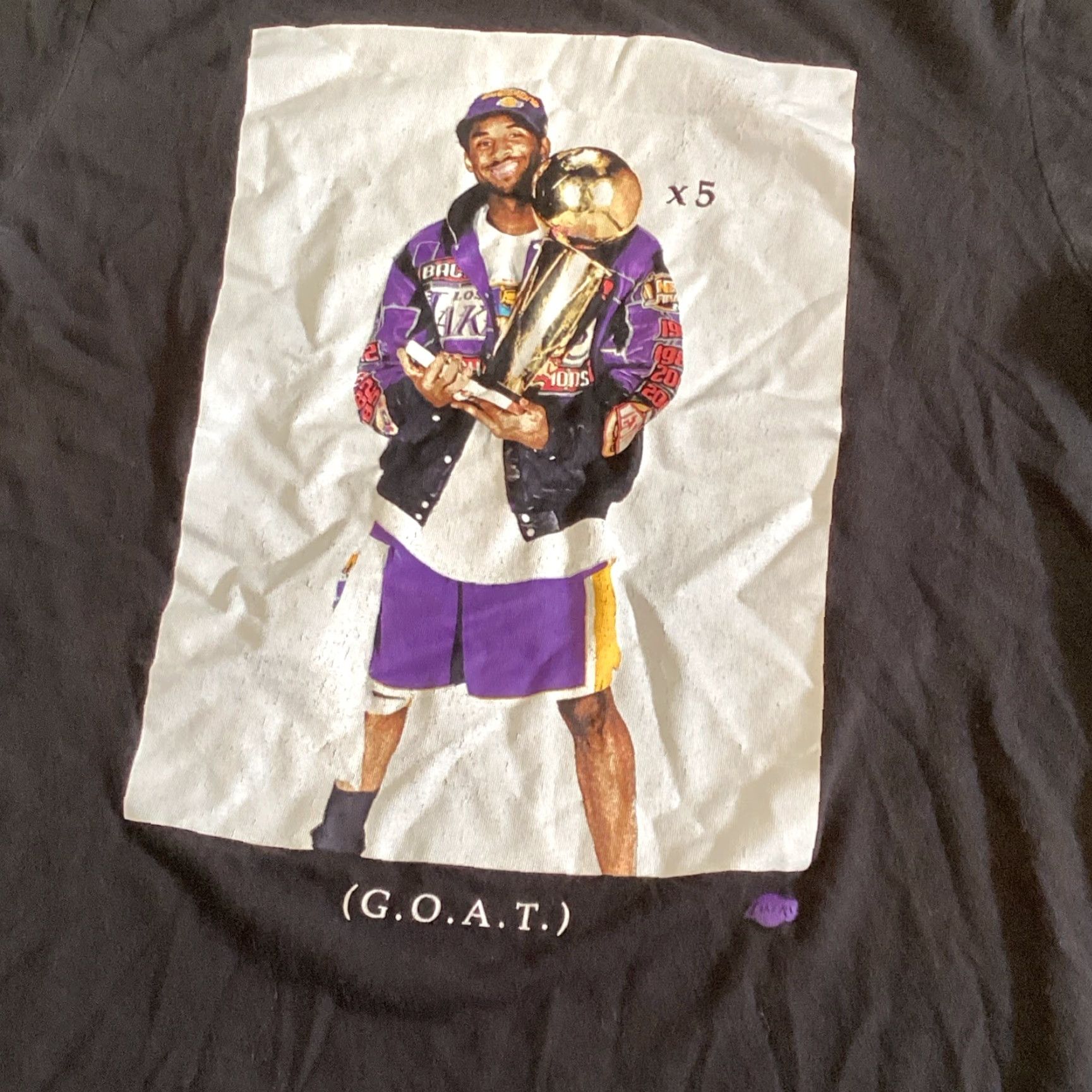 Nike NIKE KOBE BRYANT LAKERS 5x CHAMPION RETIREMENT T-SHIRT Adult Medium Black/Yellow Sports Mens Size US M / EU 48-50 / 2 - 2 Thumbnail