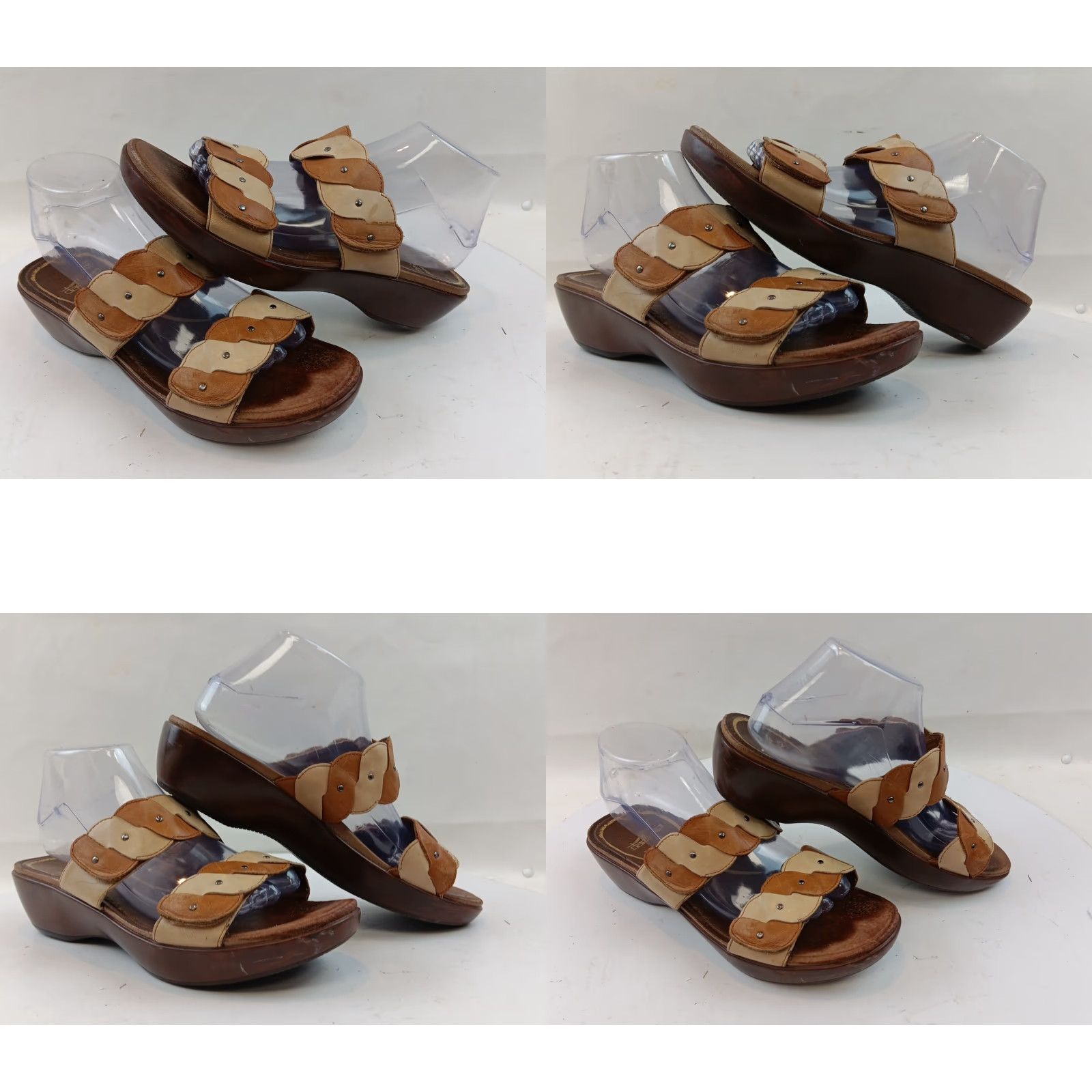 Dansko Dansko Dee Sandals Women’s US 10 EU 40 Brown Double Strappy Slide Studded Wedge Size US 10 / IT 40 - 10 Thumbnail