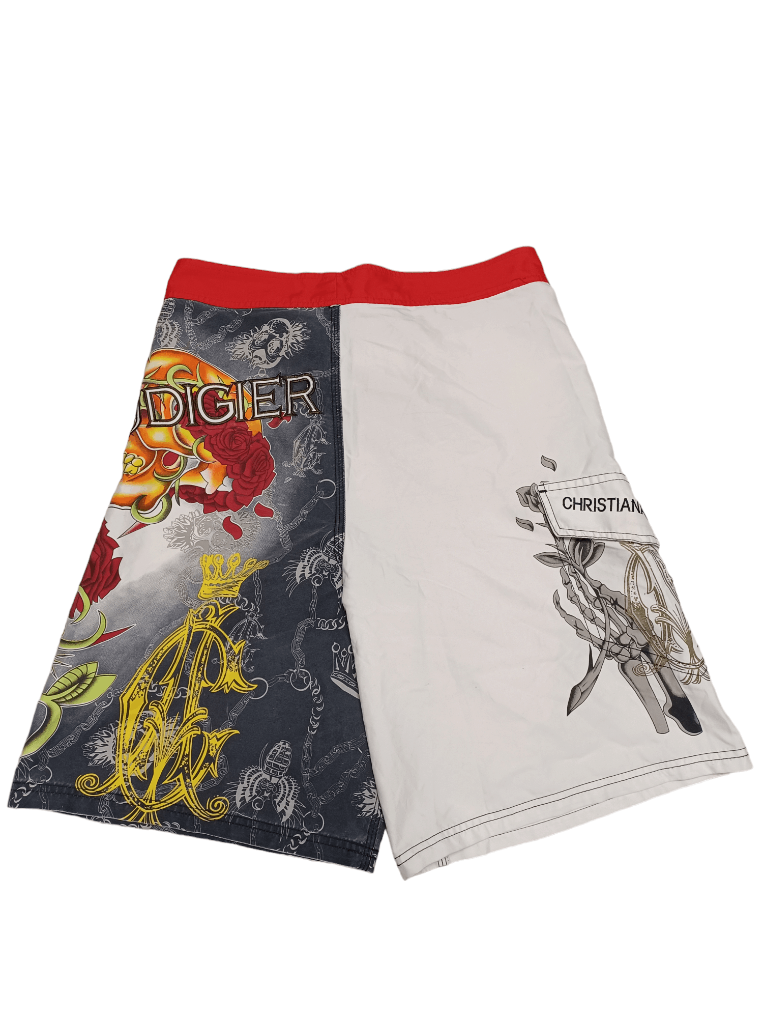 Christian Audigier CHRISTIAN AUDIGIER BIGLOGO SKULLS NYLON SHORTS Size US 34 / EU 50 - 2 Thumbnail