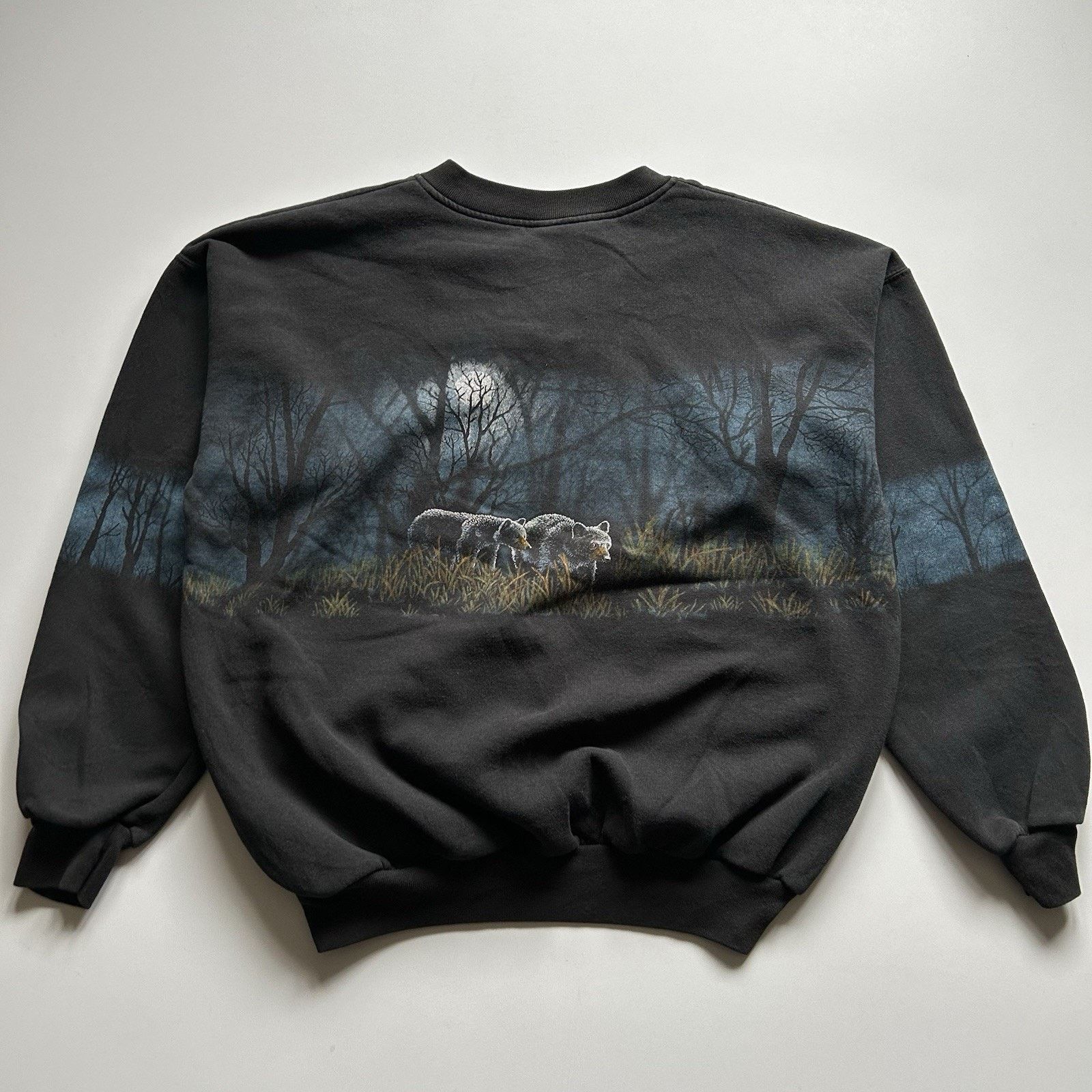 Vintage Vintage 90s Black Bear Henley Sweatshirt XL Boxy Animal Art Size US XL / EU 56 / 4 - 3 Thumbnail
