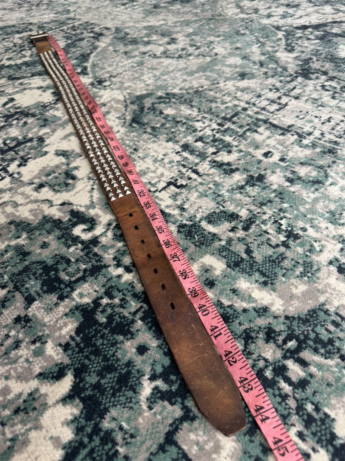 Japanese Brand GARRISON STUDDED LEATHER BELT Size 36 - 2 Thumbnail