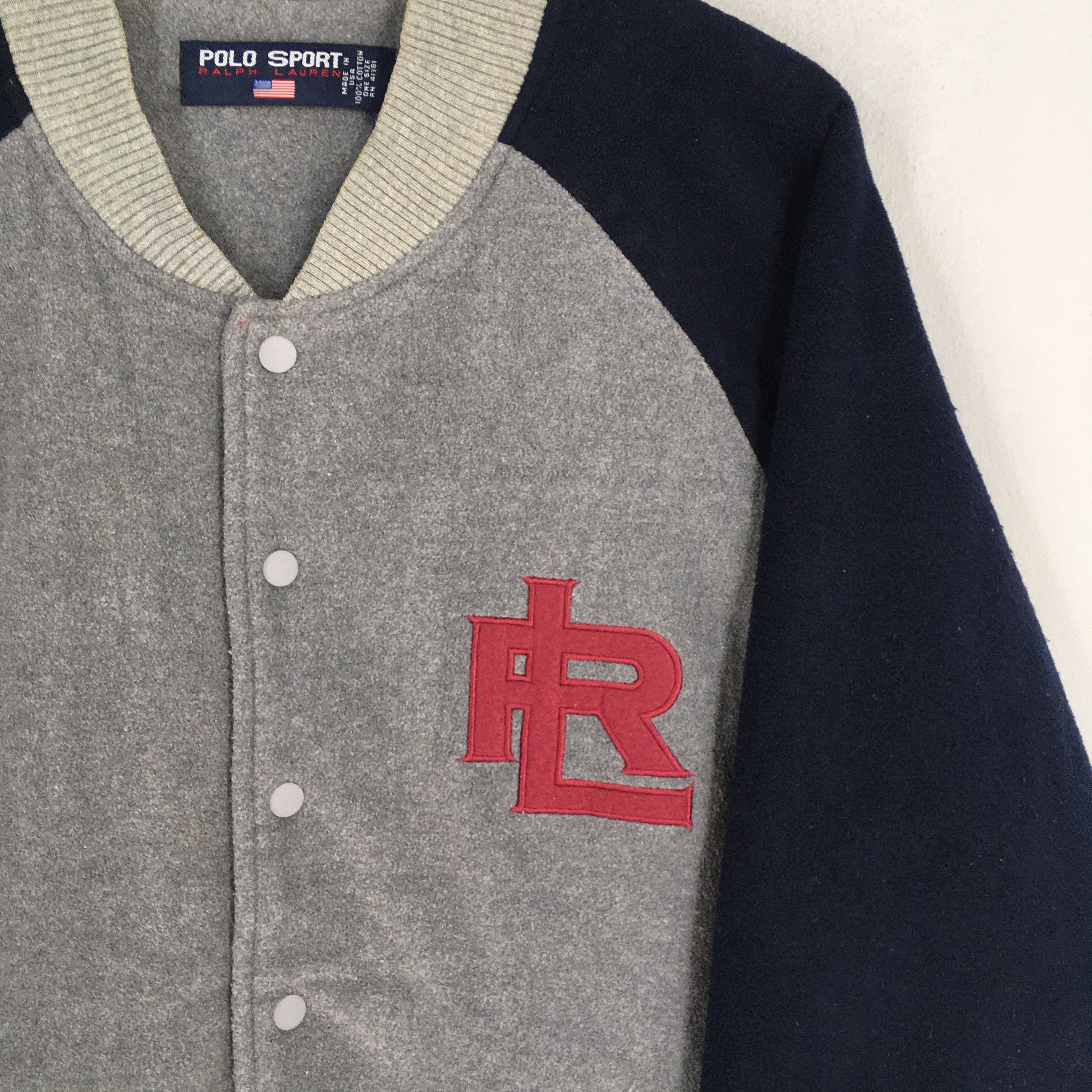 Polo Ralph Lauren Vintage 90's Polo Sport Gray Fleece Button Jacket Large Size US L / EU 52-54 / 3 - 5 Thumbnail
