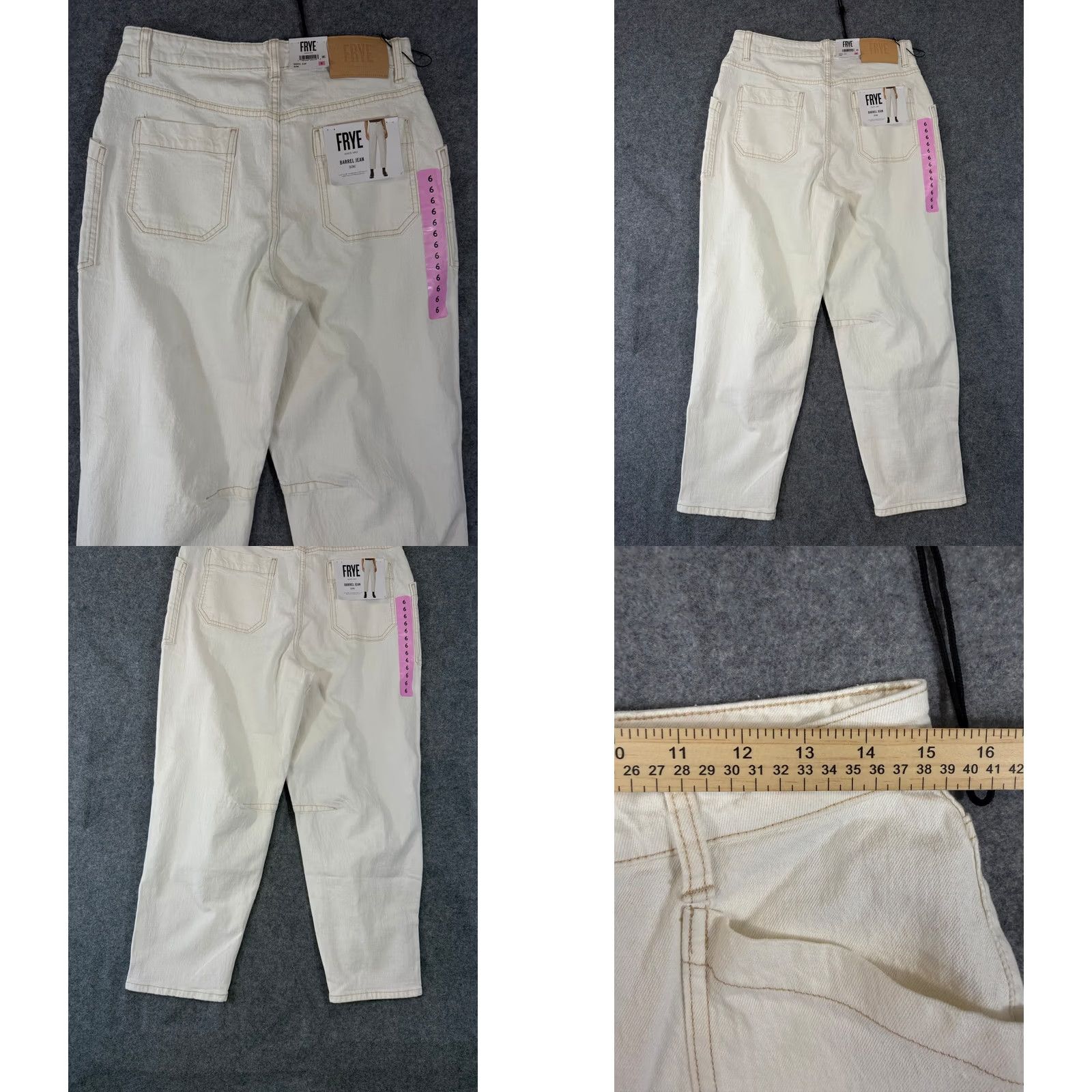 Frye Frye Barrel Ankle Jeans Womens 6 Bone Ivory Denim Button Fly Stretch Tapered Leg NWT Size 28" / US 6 / IT 42 - 9 Thumbnail