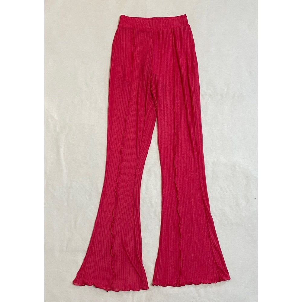Zara New Zara Red Knit Ribbed Flared Beach Pants Size S Size 27" / US 4 / IT 40 - 1 Thumbnail
