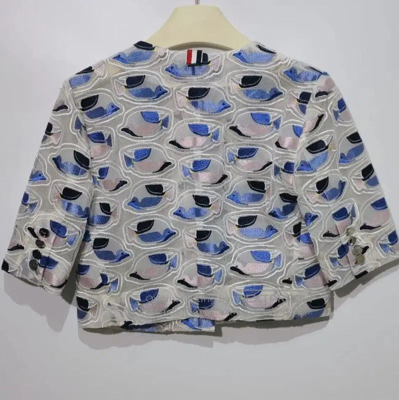 Thom Browne Thom Browne Women's White Embroidered Cardigan . Size S / US 4 / IT 40 - 2 Thumbnail