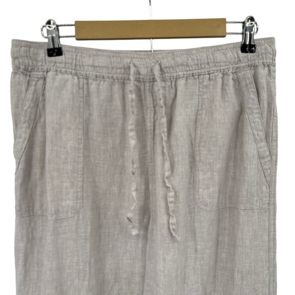 Jones New York Jones & Co Linen High-Rise Flat Front Drawstring Wide Leg Pa Size 34" / US 12 / IT 48 - 7 Thumbnail