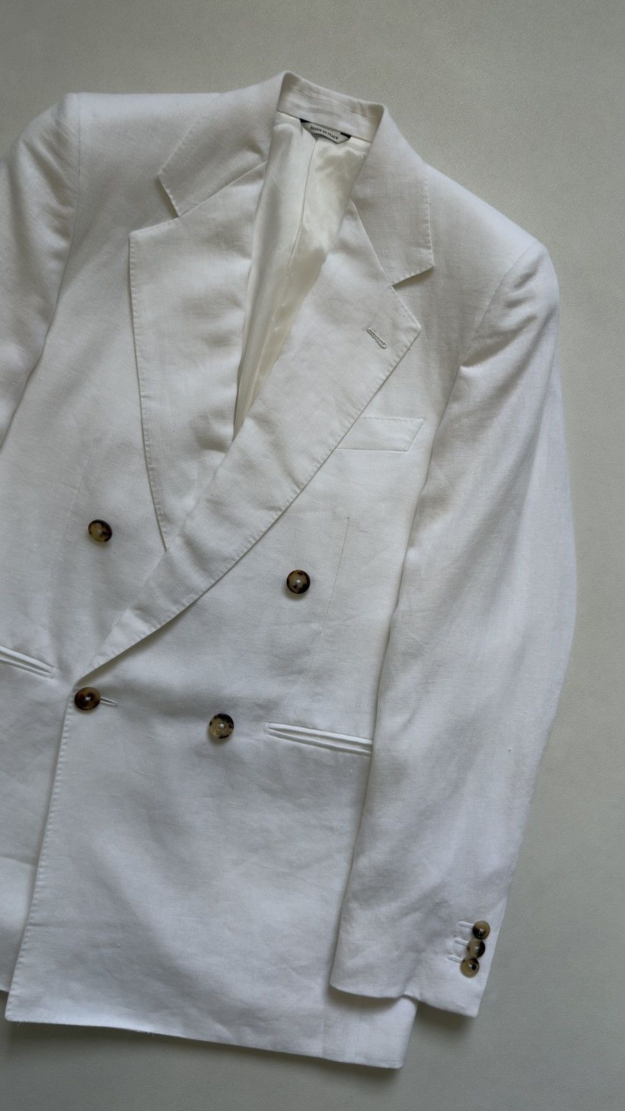 HUSBANDS White Linen Double Breasted Blazer Size 36R - 5 Thumbnail