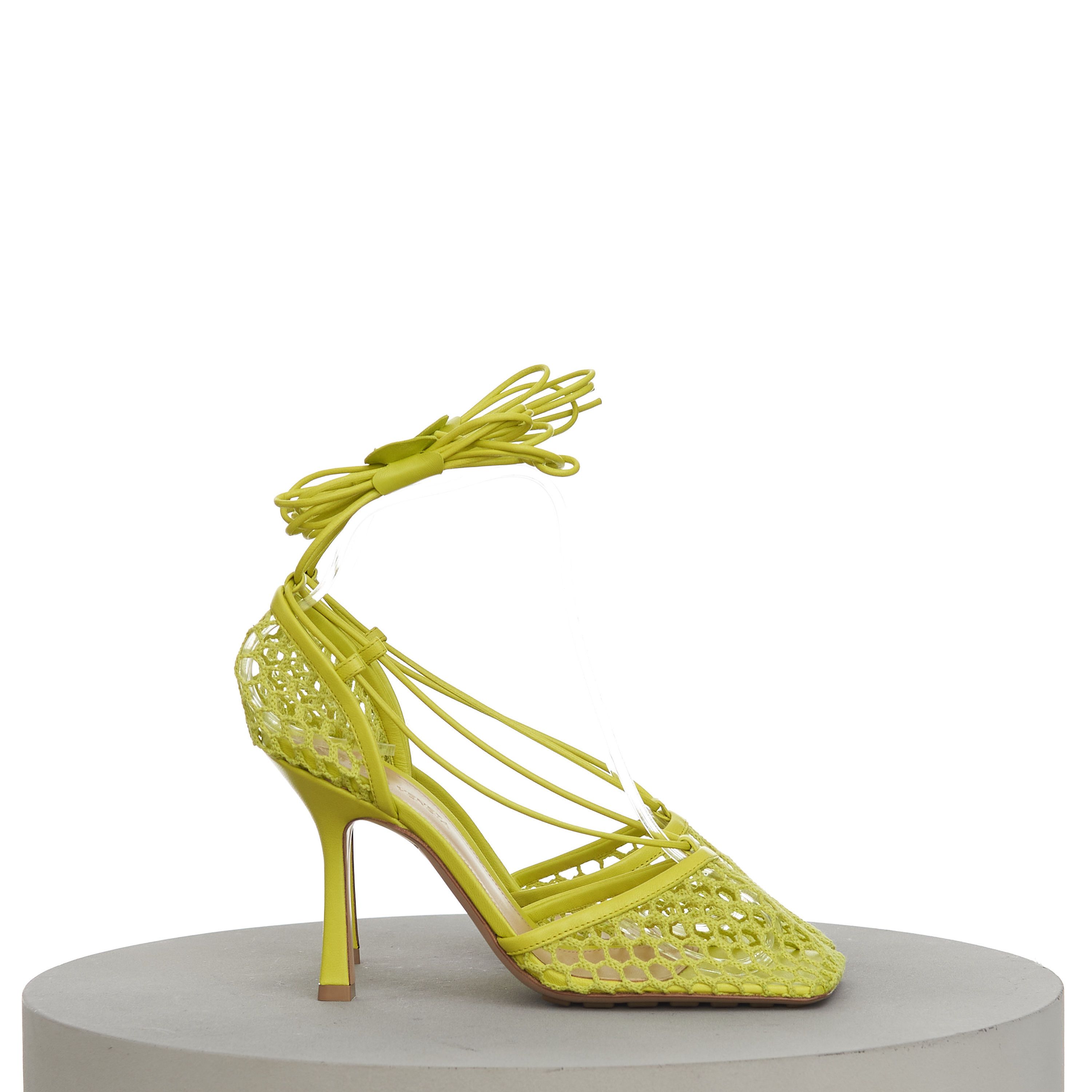 Bottega Veneta Stretch Sandals In Kiwi Green Mesh & Leather Size US 7 / IT 37 - 2 Thumbnail