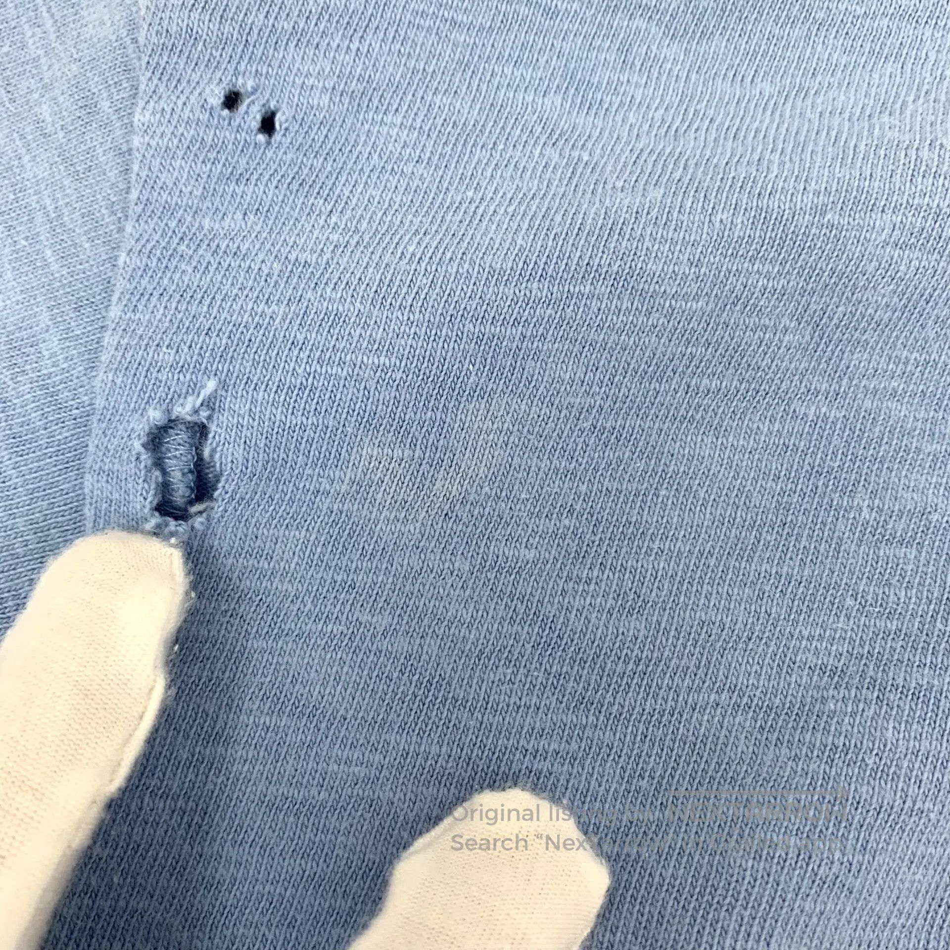 Dior Dior Blue Aged Hole Design Cotton Round Neck Short Sleeve Size US L / EU 52-54 / 3 - 9 Thumbnail