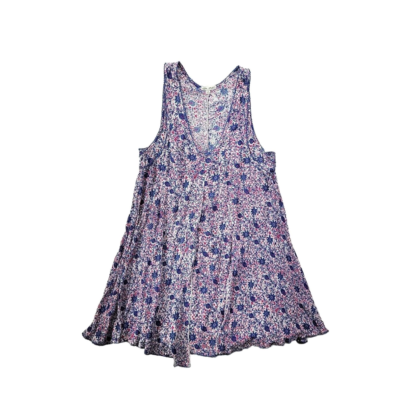 image of Poupette St Barth Women's Xs Sun Dress Shift Swing Pink Purple Floral Viscose in White