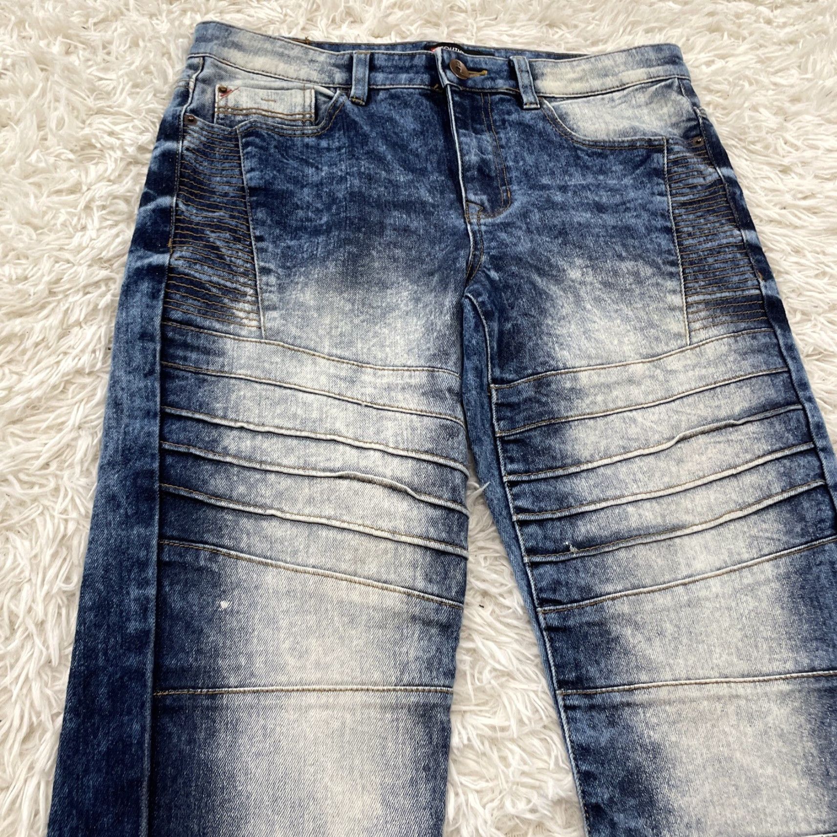 Southpole SOUTHPOLE Jeans Men 32x31 Y2k Streetwear Acid Fade Wash Blue Hip Hop Moto Denim Jeans Size US 33 - 3 Thumbnail