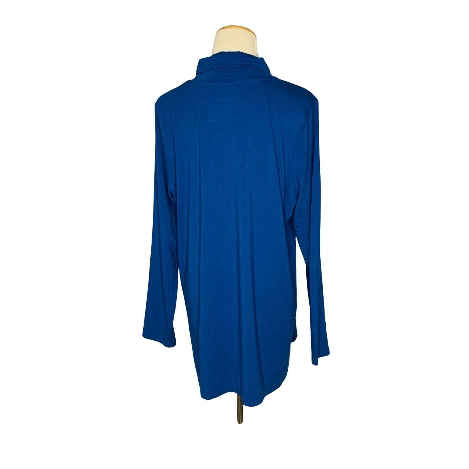 J. Jill J. JILL Teal Blue Long Sleeves High Neck Tunic Top Sz LP Size L / US 10 / IT 46 - 2 Thumbnail