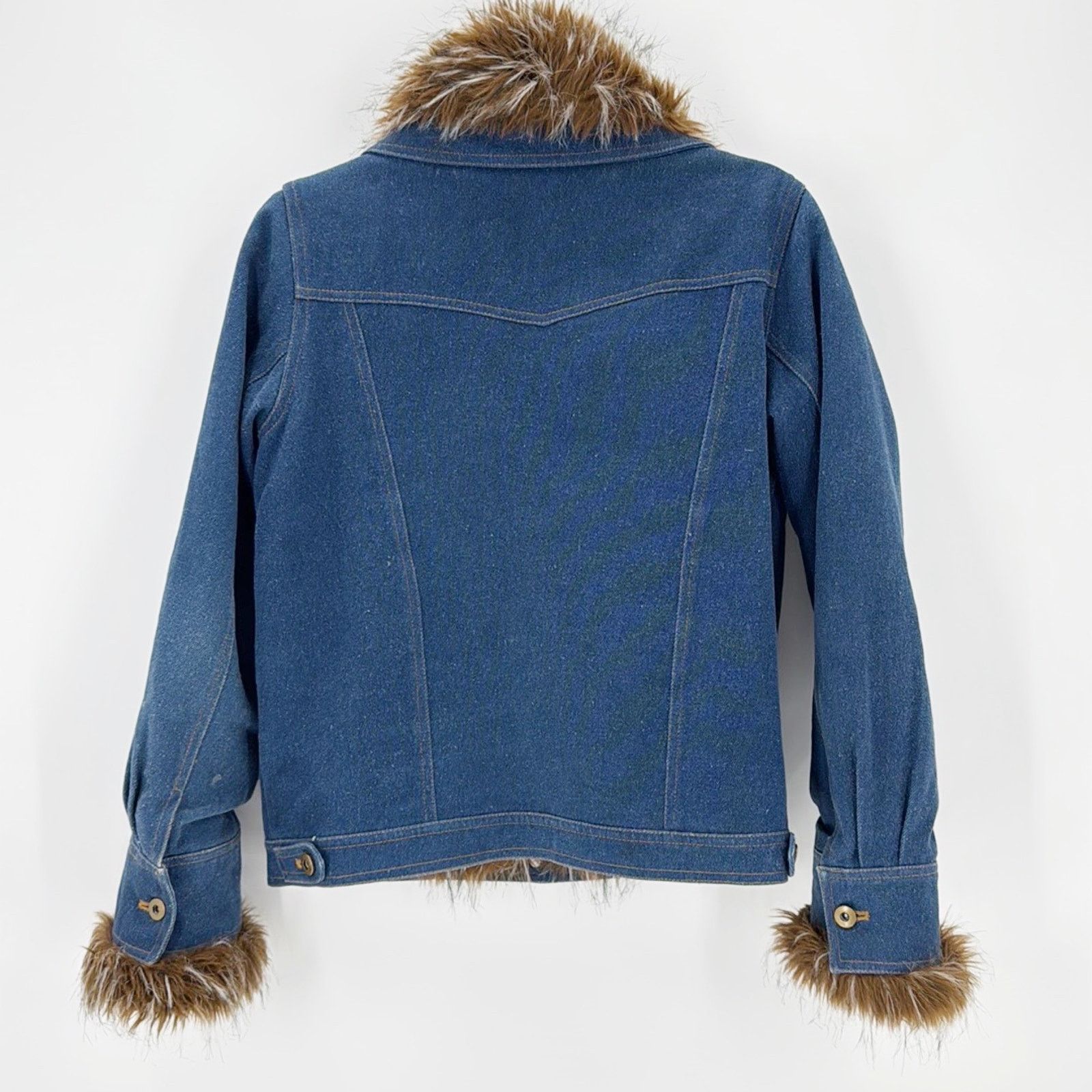 Vintage Regent Park Vintage Faux Fur denim trucker jacket sz M 90s Size M / US 6-8 / IT 42-44 - 2 Thumbnail
