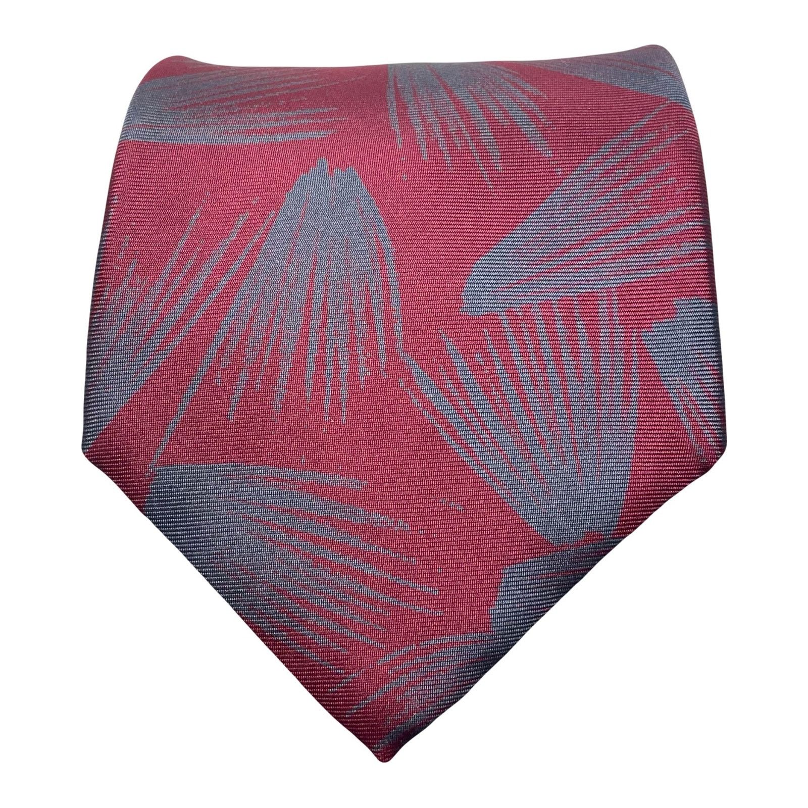 Fendi × Vintage Fendi Roma 100% Silk Tie Red Gray Abstract Pattern Print Size ONE SIZE - 2 Thumbnail