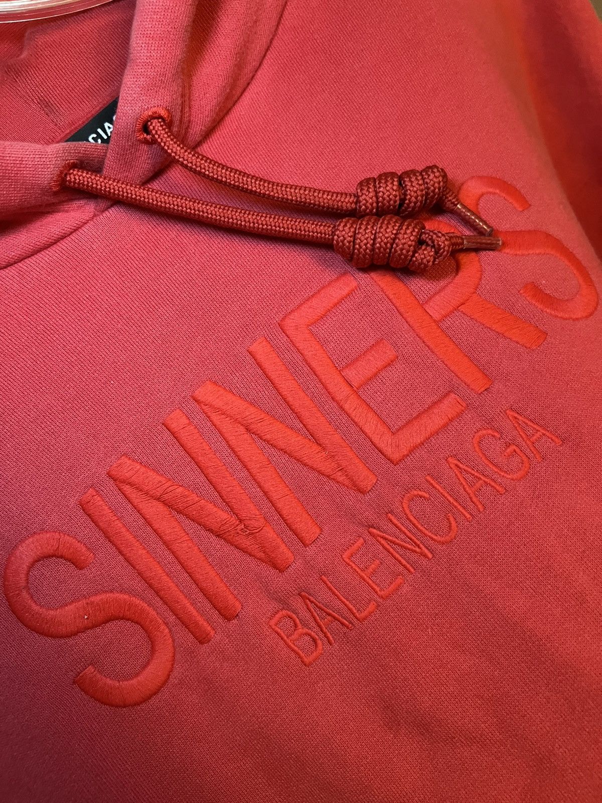 Balenciaga Balenciaga 017 SINNERS embroidered faded red pullover hoodie Size US L / EU 52-54 / 3 - 4 Thumbnail
