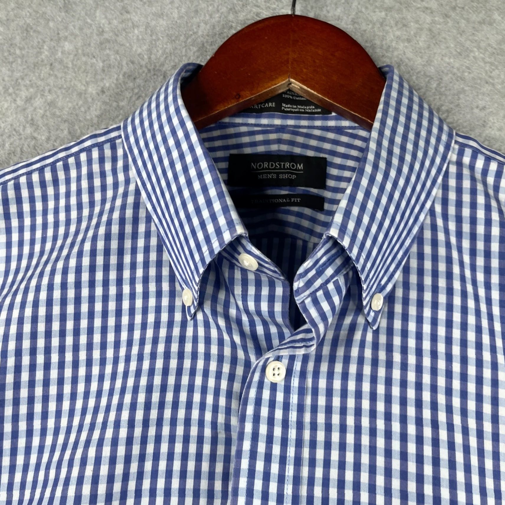 Nordstrom Nordstrom Mens Shop Shirt Large Wrinkle Free Casual Button Up Long Sleeve Plaid Blue Cotton Woven Button-Down Pocketed Classic Regular L Mens Shirt Size US L / EU 52-54 / 3 - 4 Thumbnail