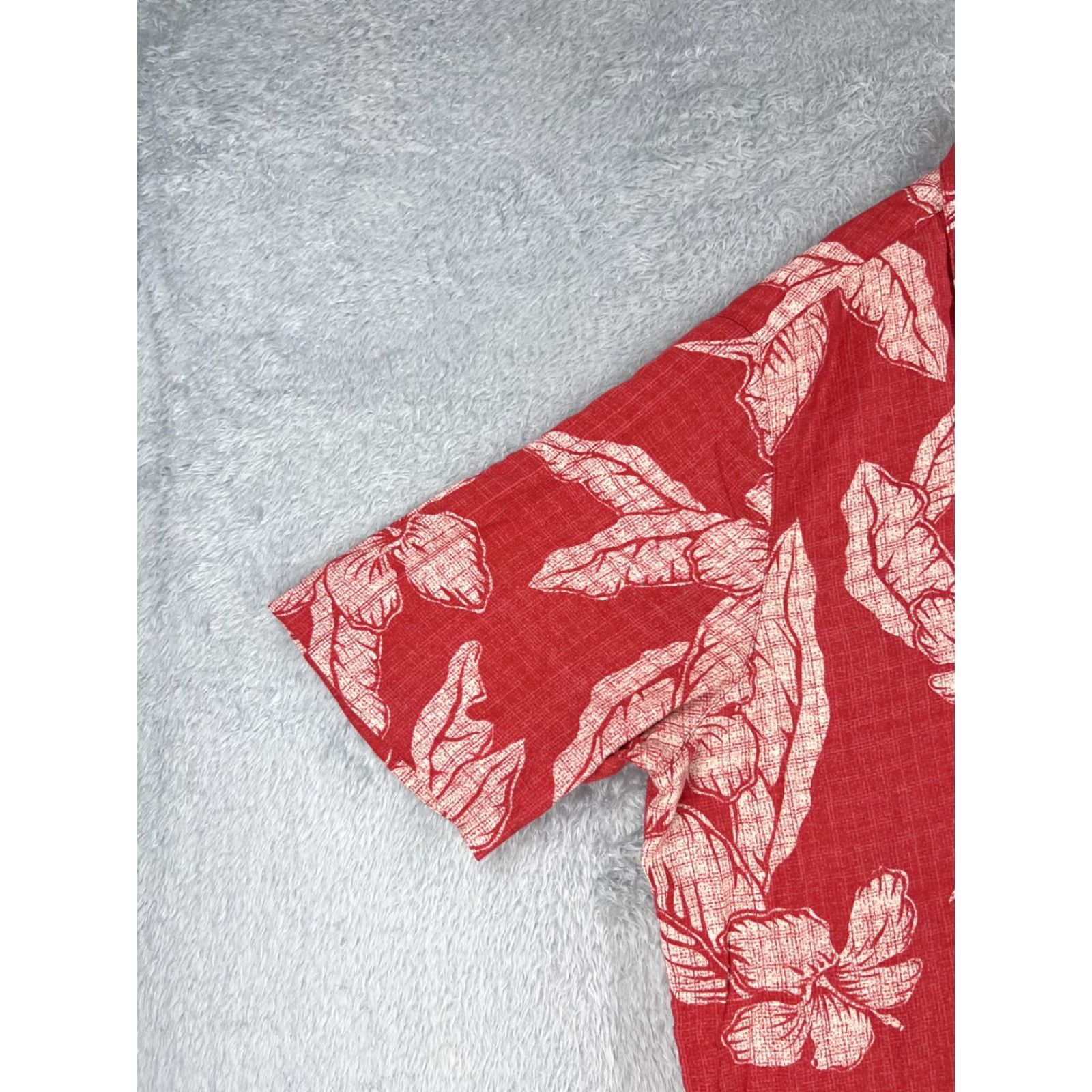 George George Shirt Men 2XL XXL Red White Floral Hibiscus Palm Button Up Hawaiian Rayon Size US XXL / EU 58 / 5 - 3 Thumbnail