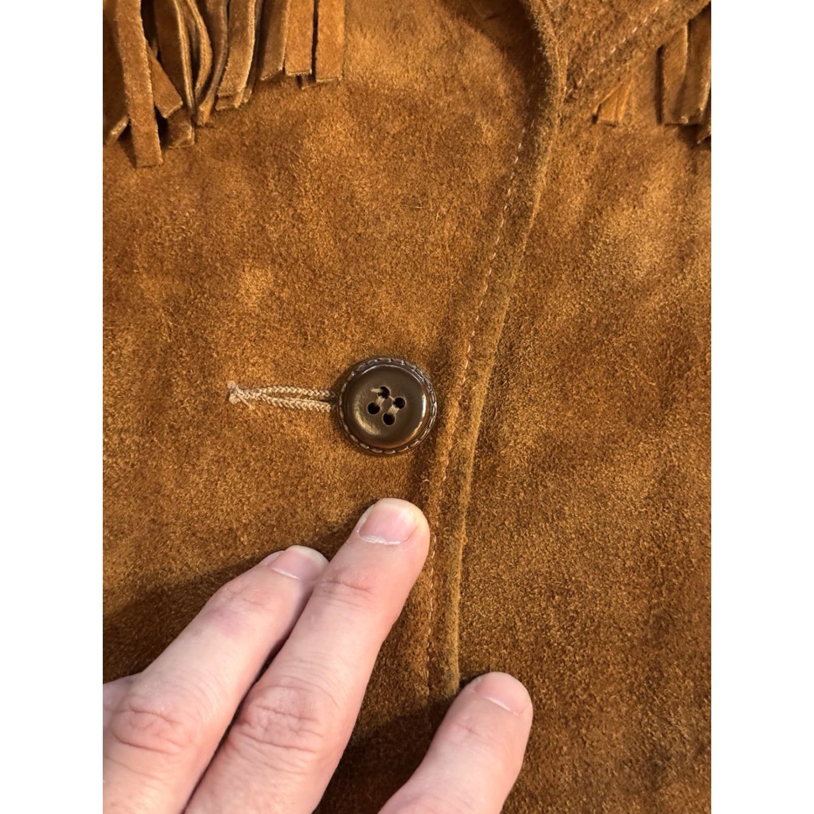 Vintage VINTAGE Joo Kay Suede Leather Western Fringe Jacket Women’s Size 14 Cowgirl Brown 1960s Cowgirl Western Mens Womens Size XL / US 12-14 / IT 48-50 - 2 Thumbnail
