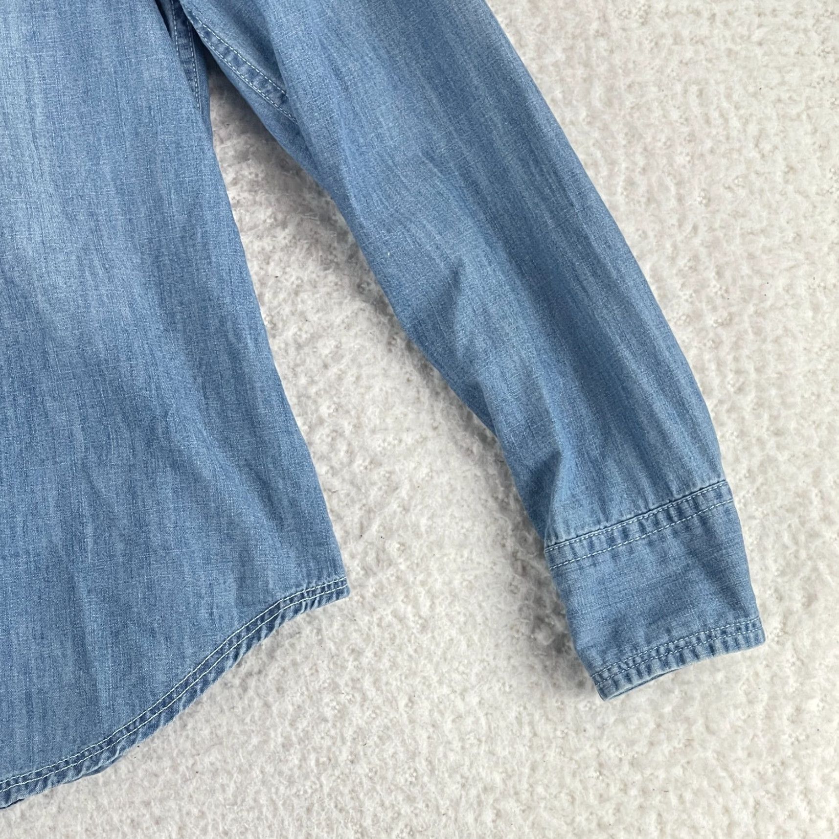 Vintage Natural Reflections Blue Chambray Snap Button Shirt Womens Medium Embroidered Button-Up Casual Shirt Size M / US 6-8 / IT 42-44 - 5 Thumbnail