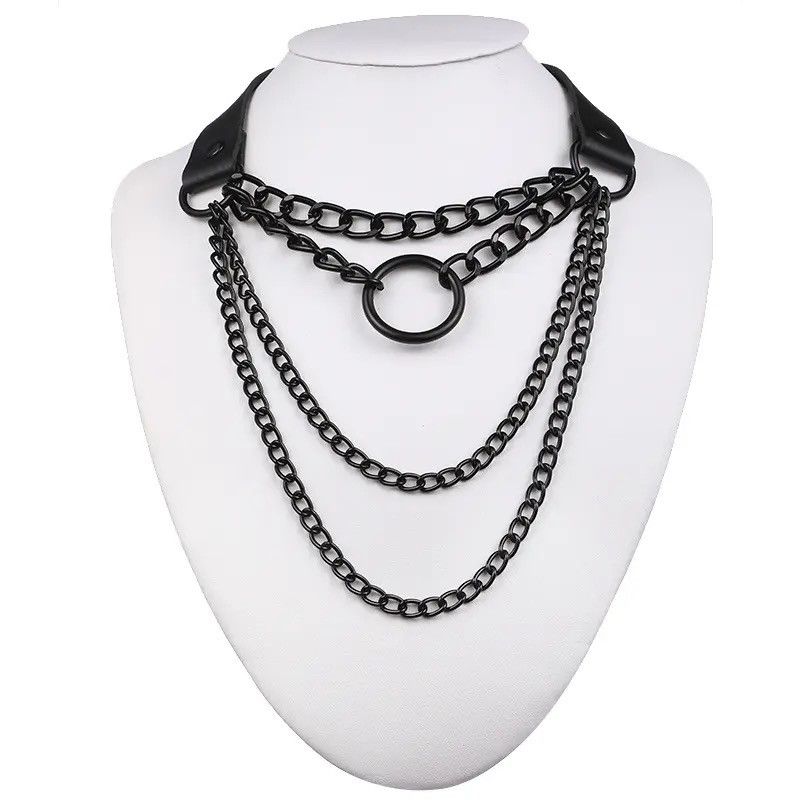 Jewelry Layered Chain Choker Collar Goth Pendant Necklace Size ONE SIZE - 1 Thumbnail