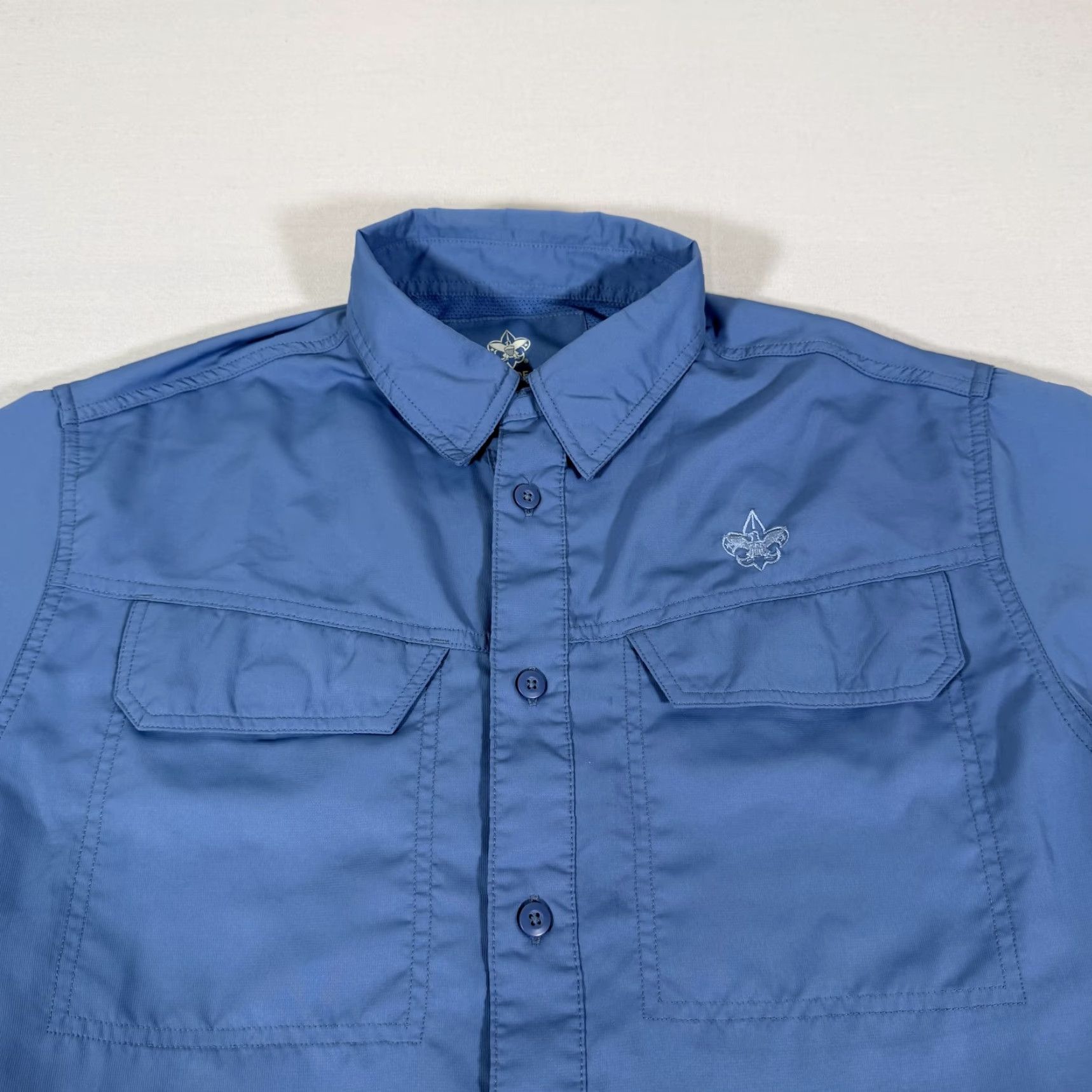 Vintage Boy Scouts Shirt Mens Medium Blue Uniform Microfiber Vented Short Sleeve BSA Size US M / EU 48-50 / 2 - 2 Thumbnail