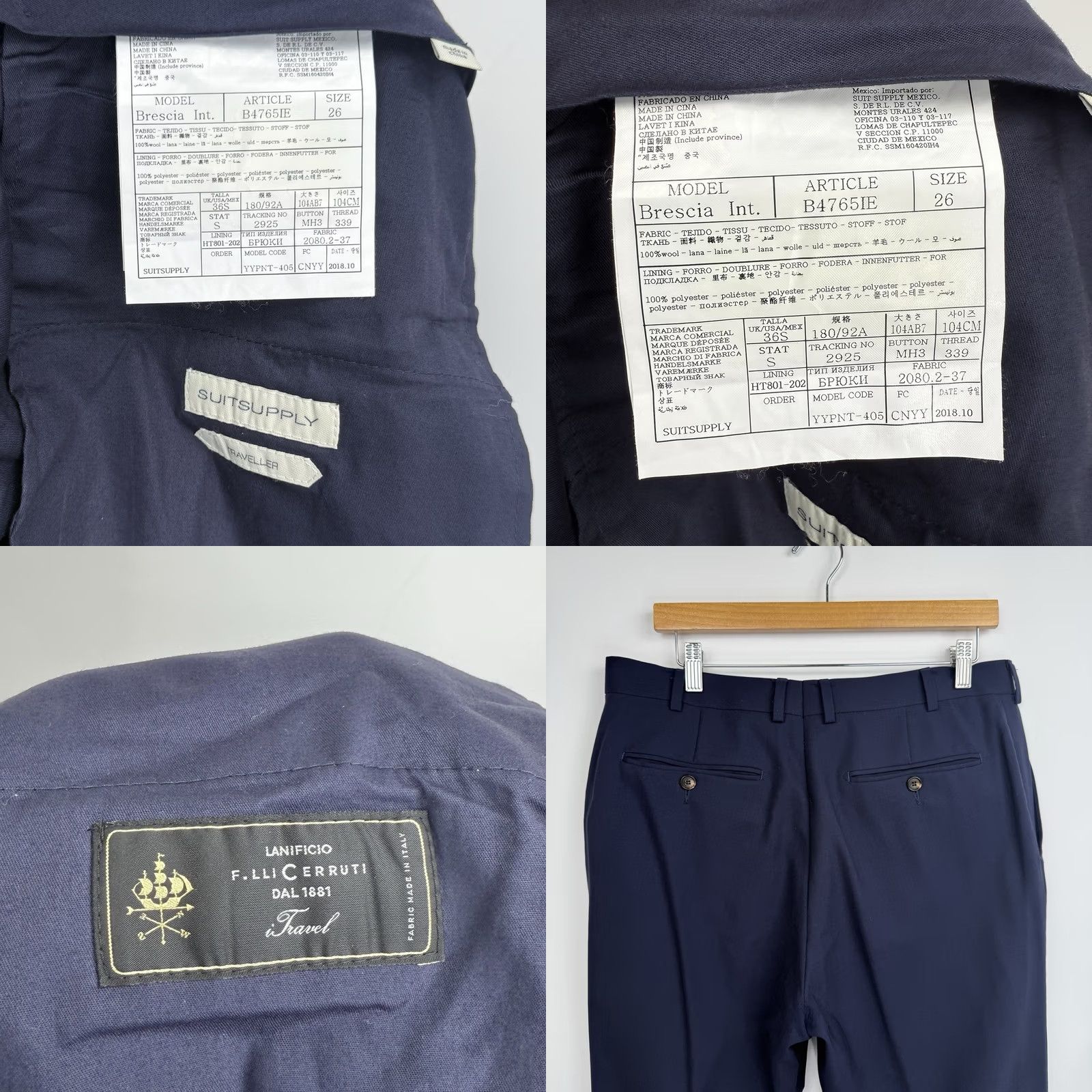 Suitsupply Suitsupply Pants Mens 36 Regular Wool Dress Pants Navy Blue 100% Wool Flat Front Zip Pockets Straight Leg City Wedding Size 36R - 8 Thumbnail