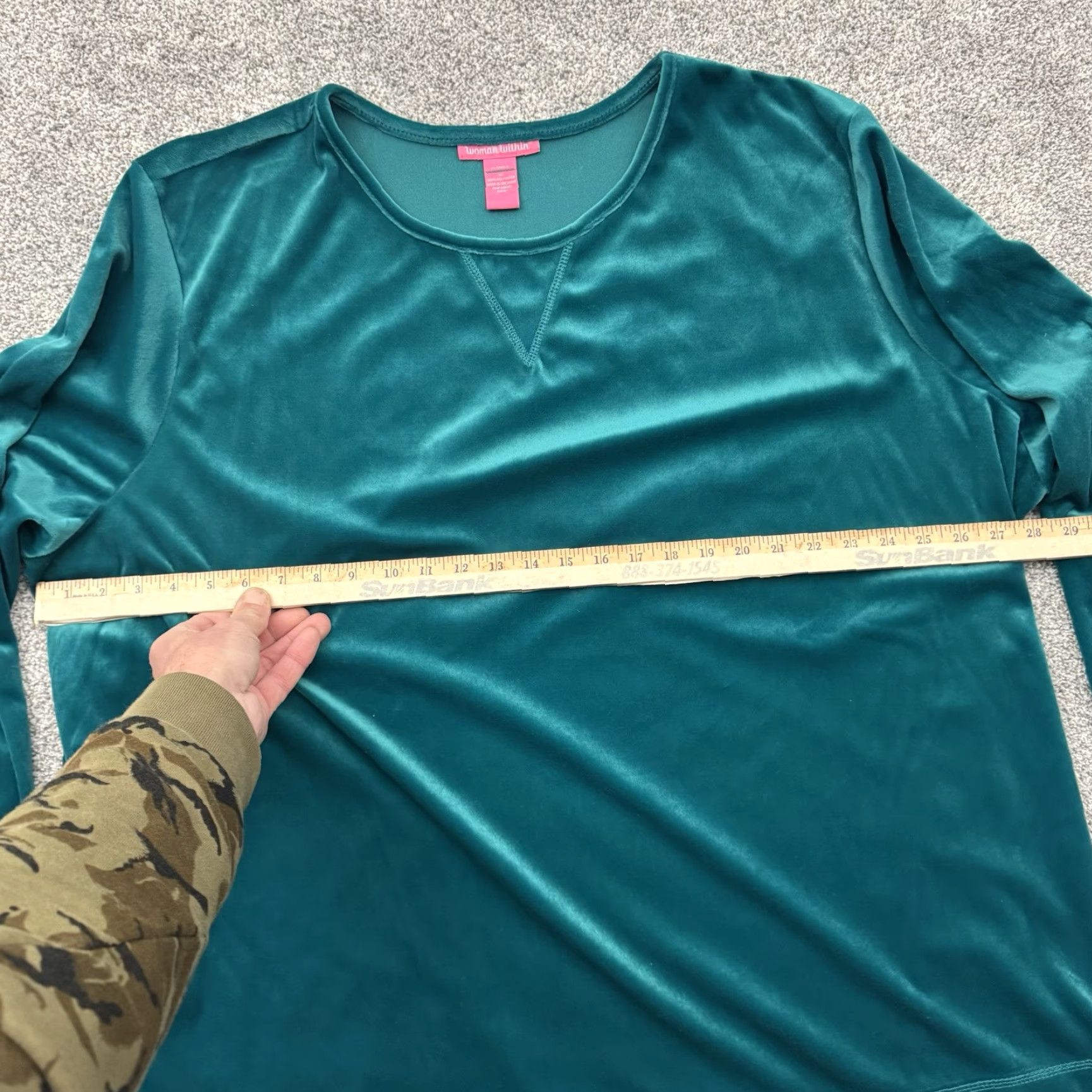 Vintage Woman Within Velour Top Plus 4X Green Round Neck Long Sleeve Pullover Blouse Casual Womens Christmas Weekend Casual Chic Size XXL / US 16-18 / IT 52-54 - 3 Thumbnail