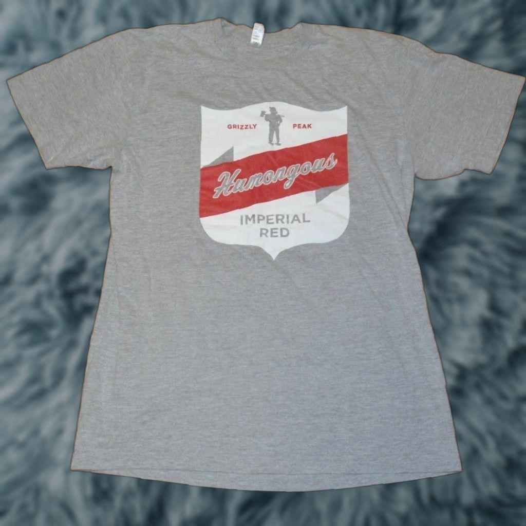 American Apparel Grizzly Peak Brewing Company Humongous Imperial Red T Shirt Medium Ann Arbor MI Shirt Mens Gray 100% Cotton Graphic Tee Size US M / EU 48-50 / 2 - 1 Thumbnail