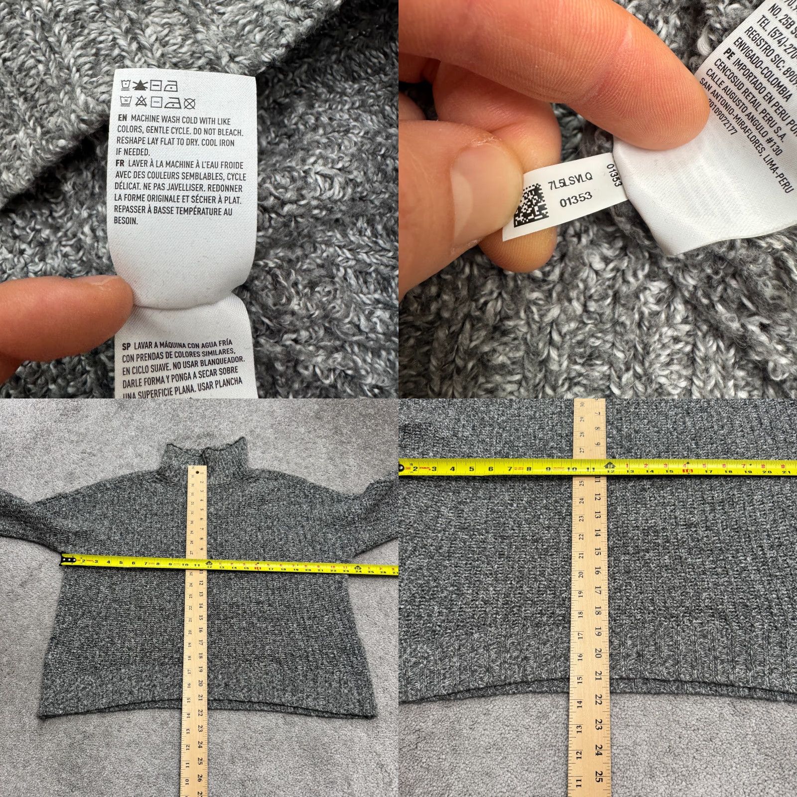 American Eagle Outfitters American Eagle Outfitters Mock Neck Sweater Women Small Gray Chunky Knit Stretch Size S / US 4 / IT 40 - 8 Thumbnail