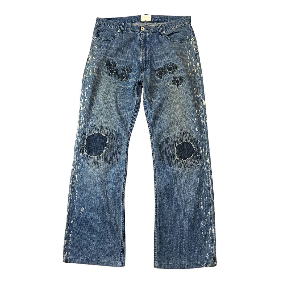 Fashion Victim Archive Wideleg Paint Exhibitionist Distressed y2k Denim Size US 31 - 1 Thumbnail