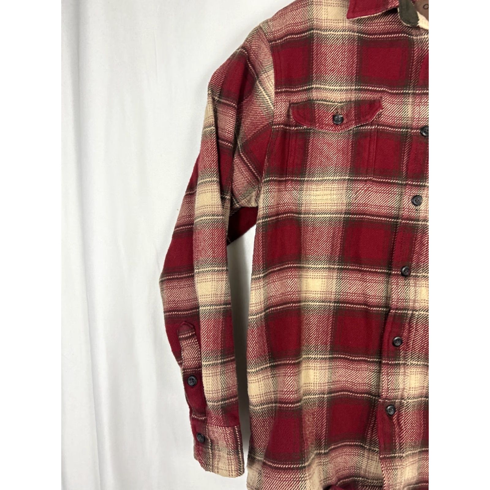 Orvis VINTAGE ORVIS Flannel Shirt Jacket Mens M Red Plaid Button Up Cotton Shacket Size US M / EU 48-50 / 2 - 2 Thumbnail