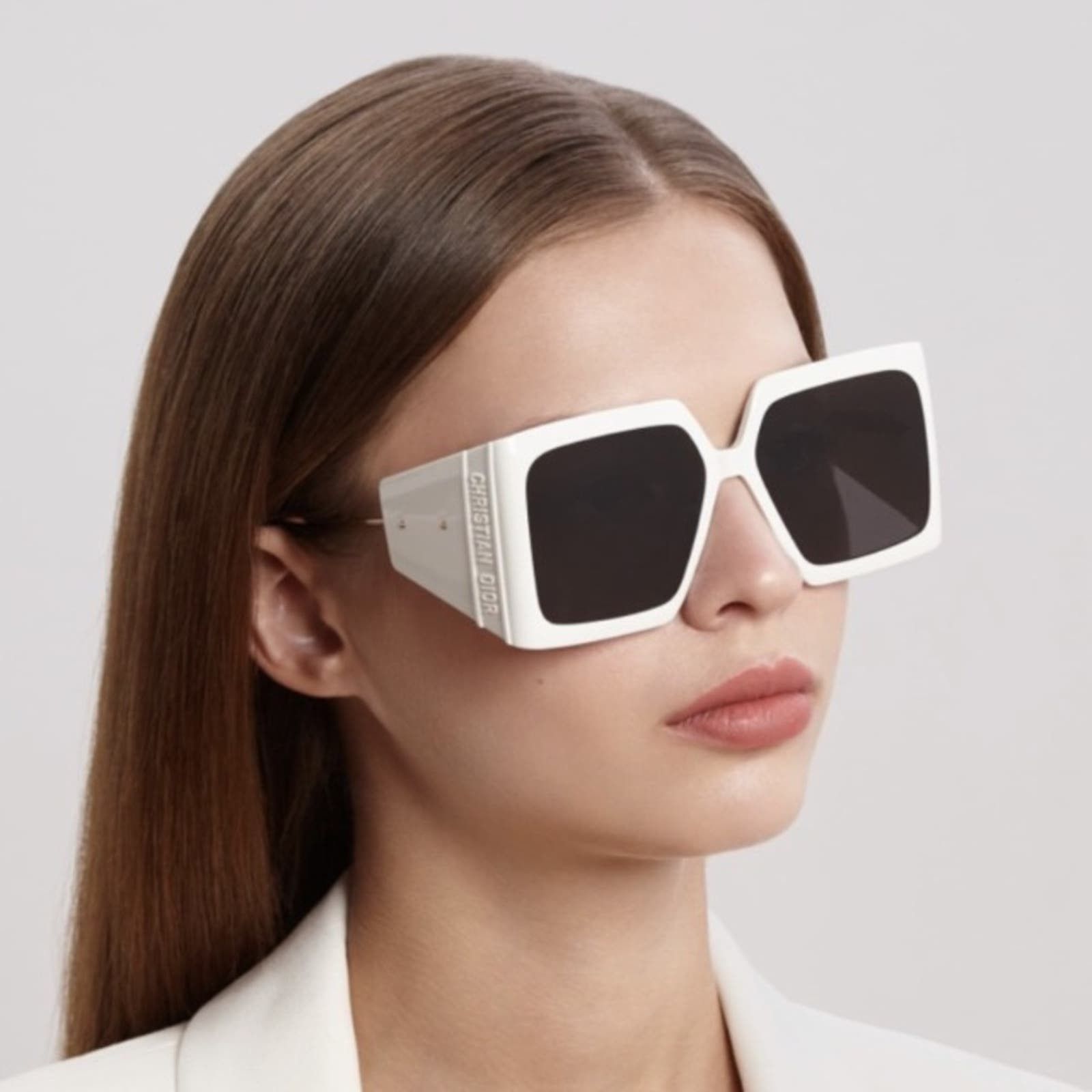 image of Diorsolar S1U 95A0 Ivory/smoke Women Sunglasses in White